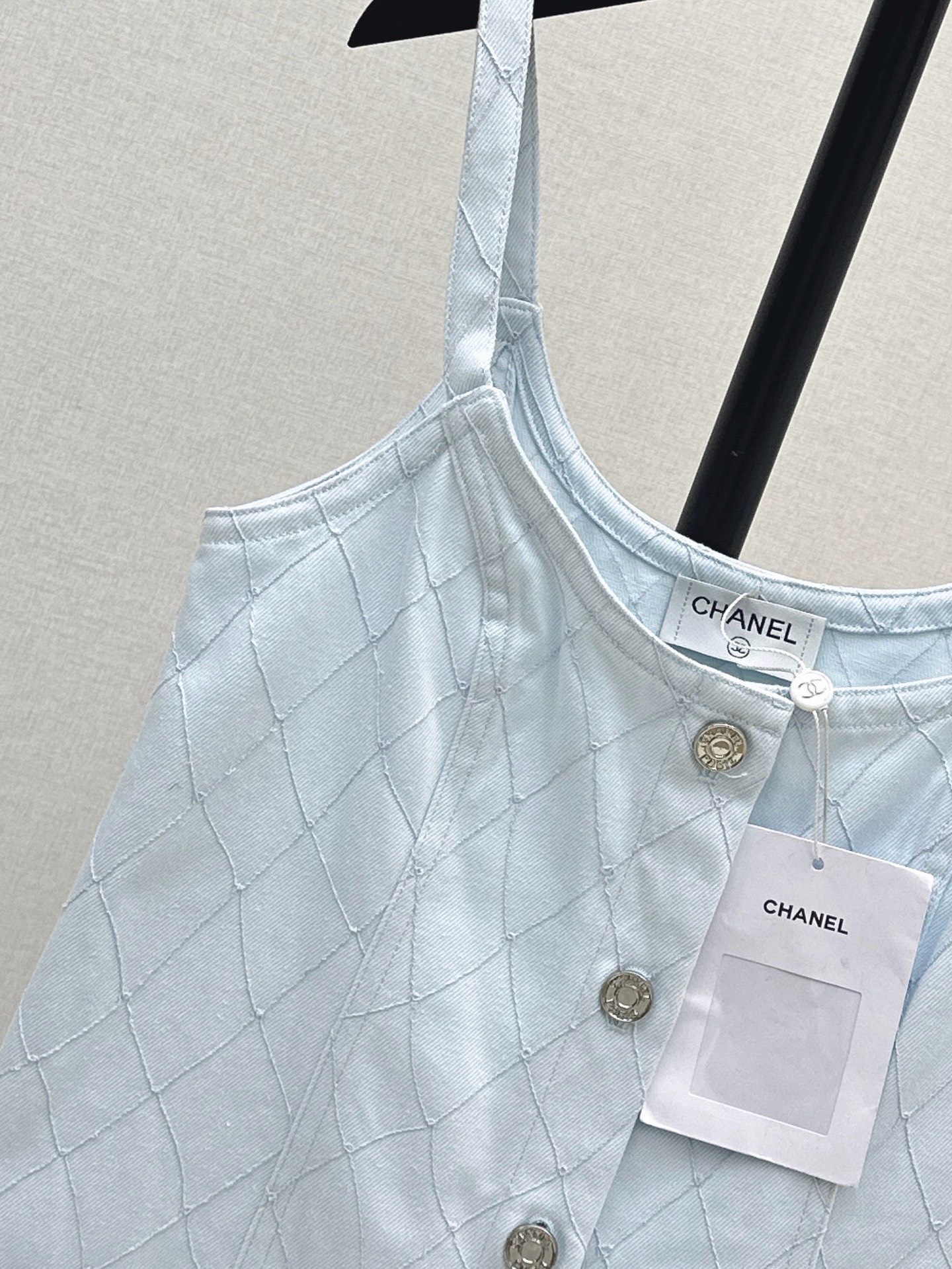 Chan 26ss denim embroidery slip dress