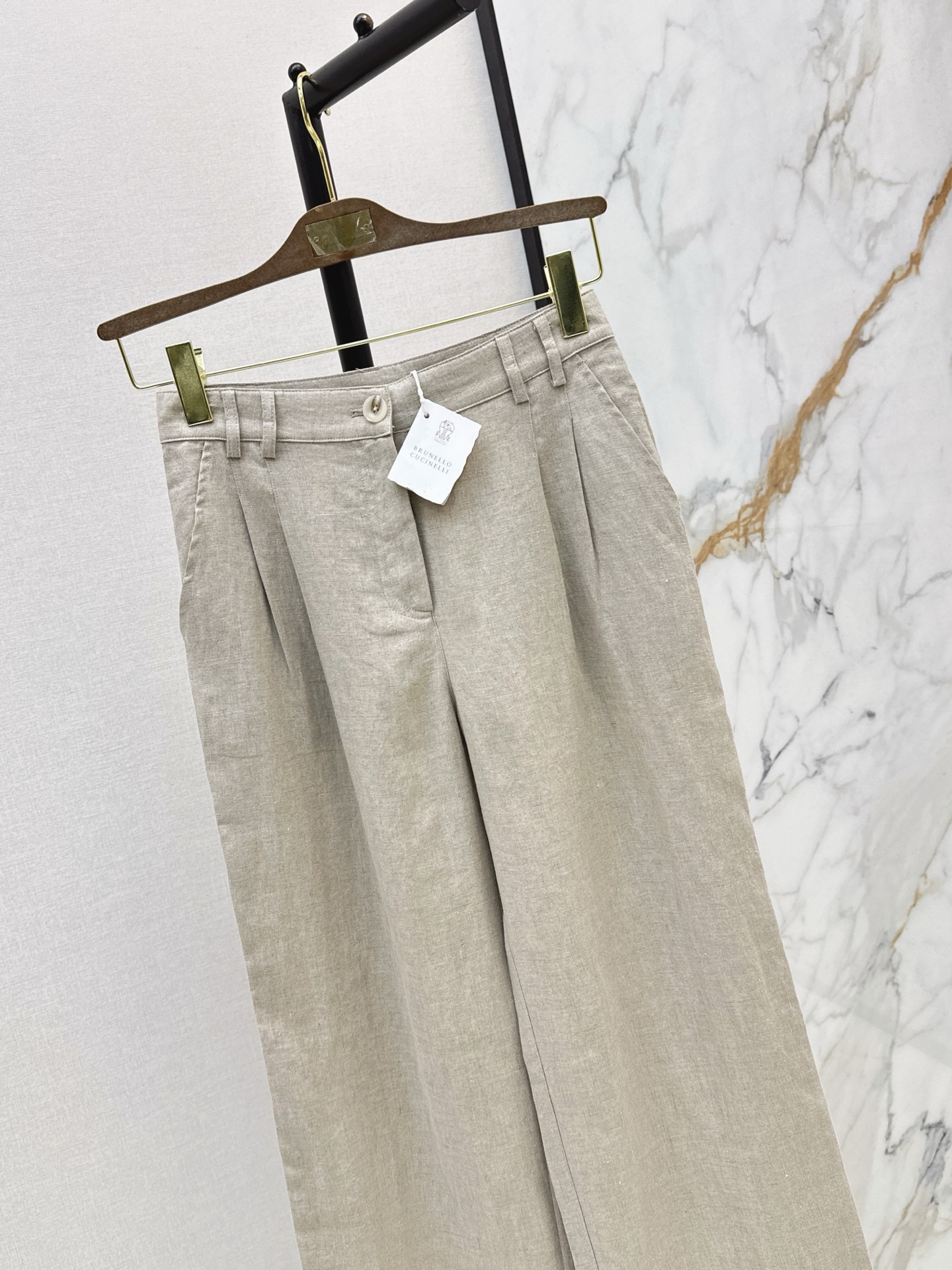 Brun 26ss linen straight-leg pants