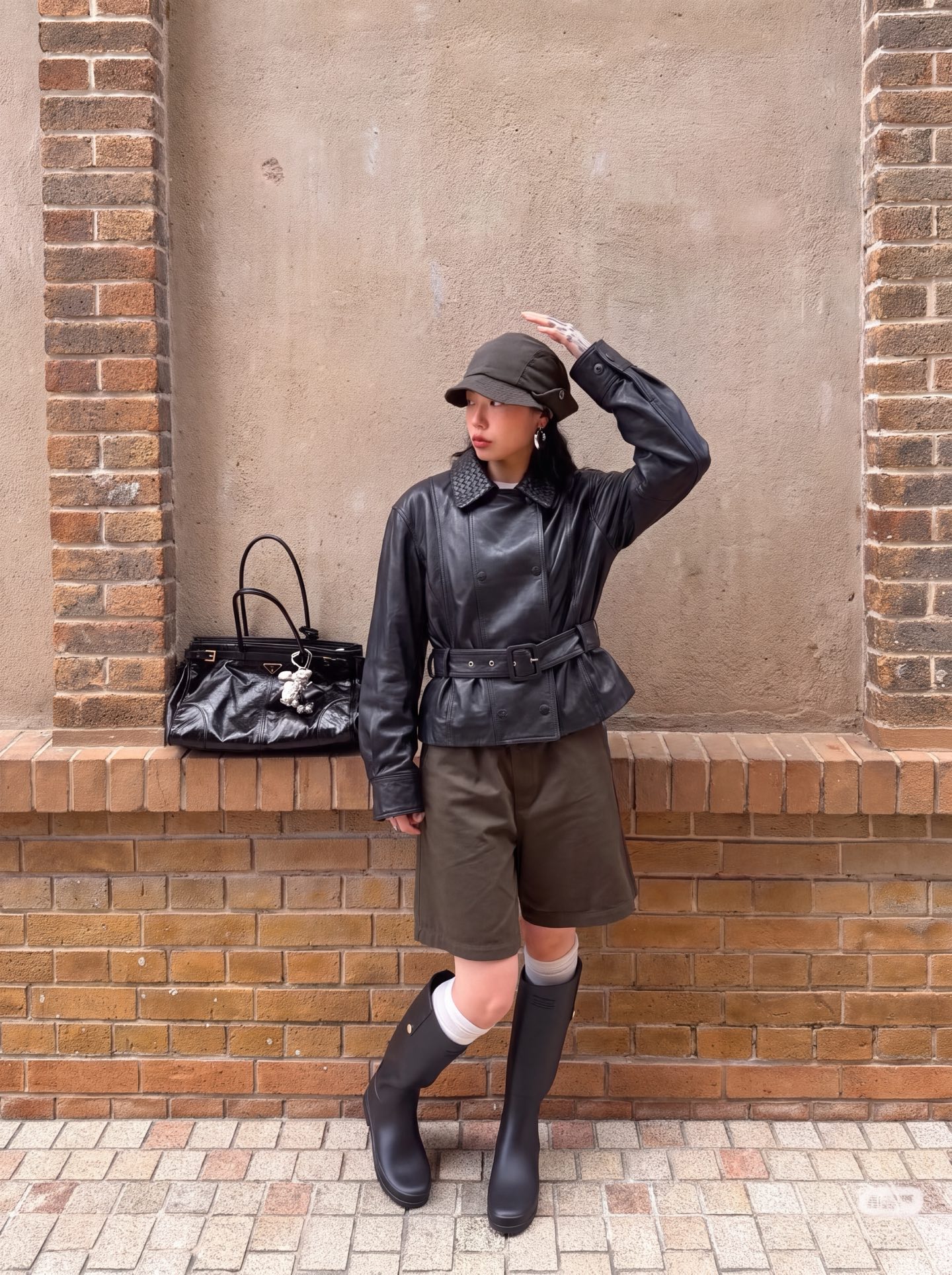 Bott 26fw belted leather jacket