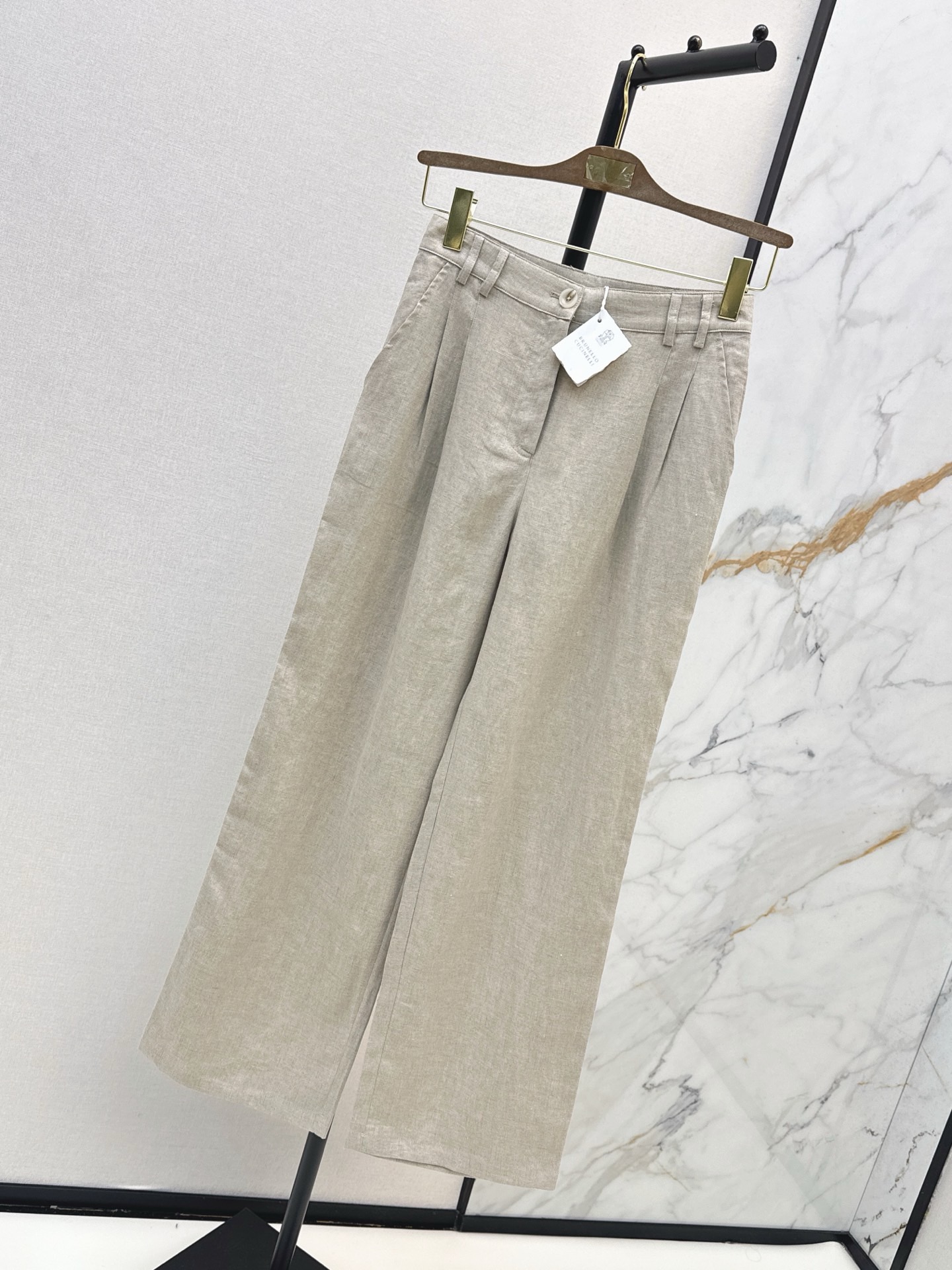 Brun 26ss linen straight-leg pants