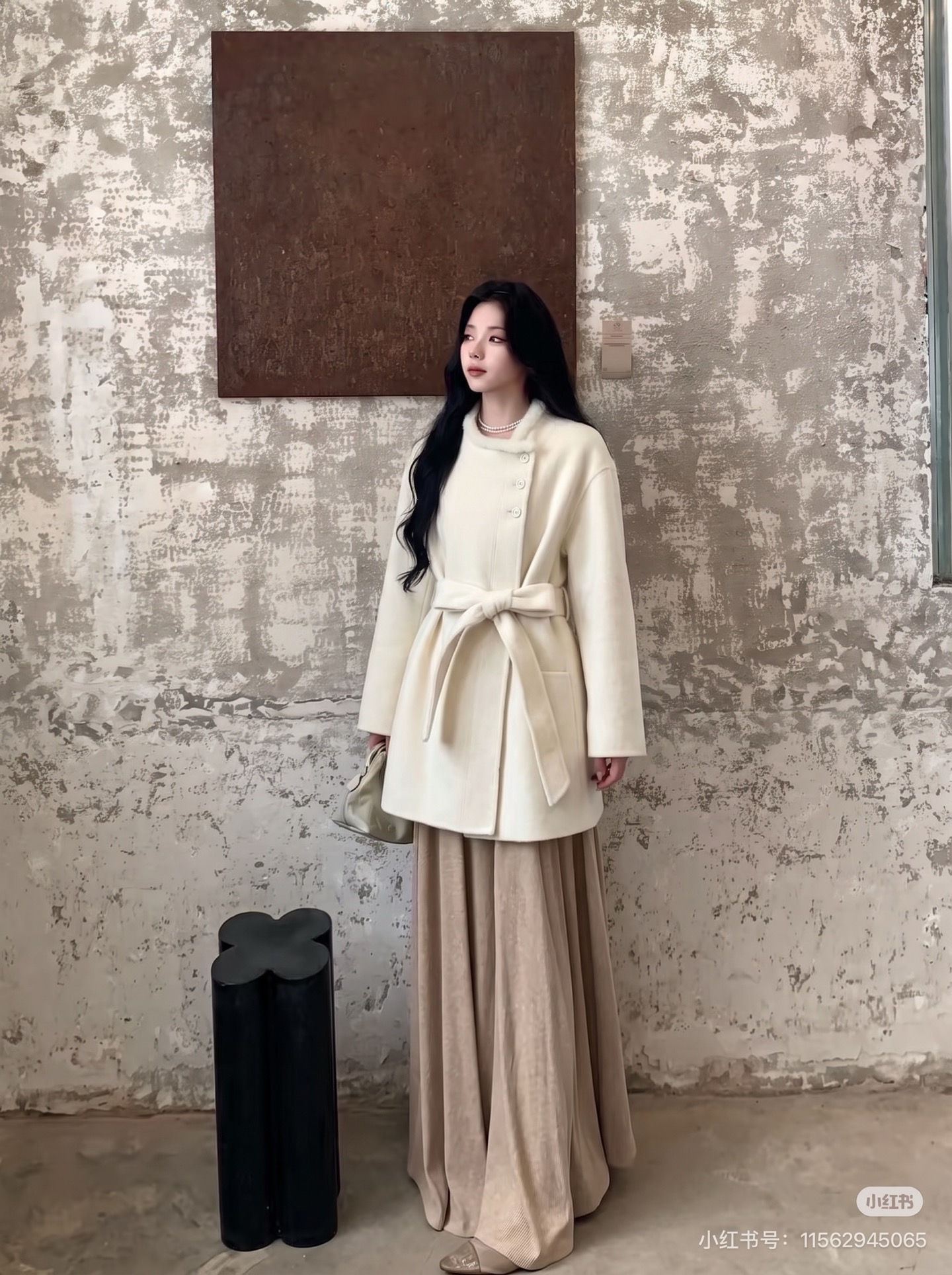 Fen 26fw fur-trim cropped belted overcoats