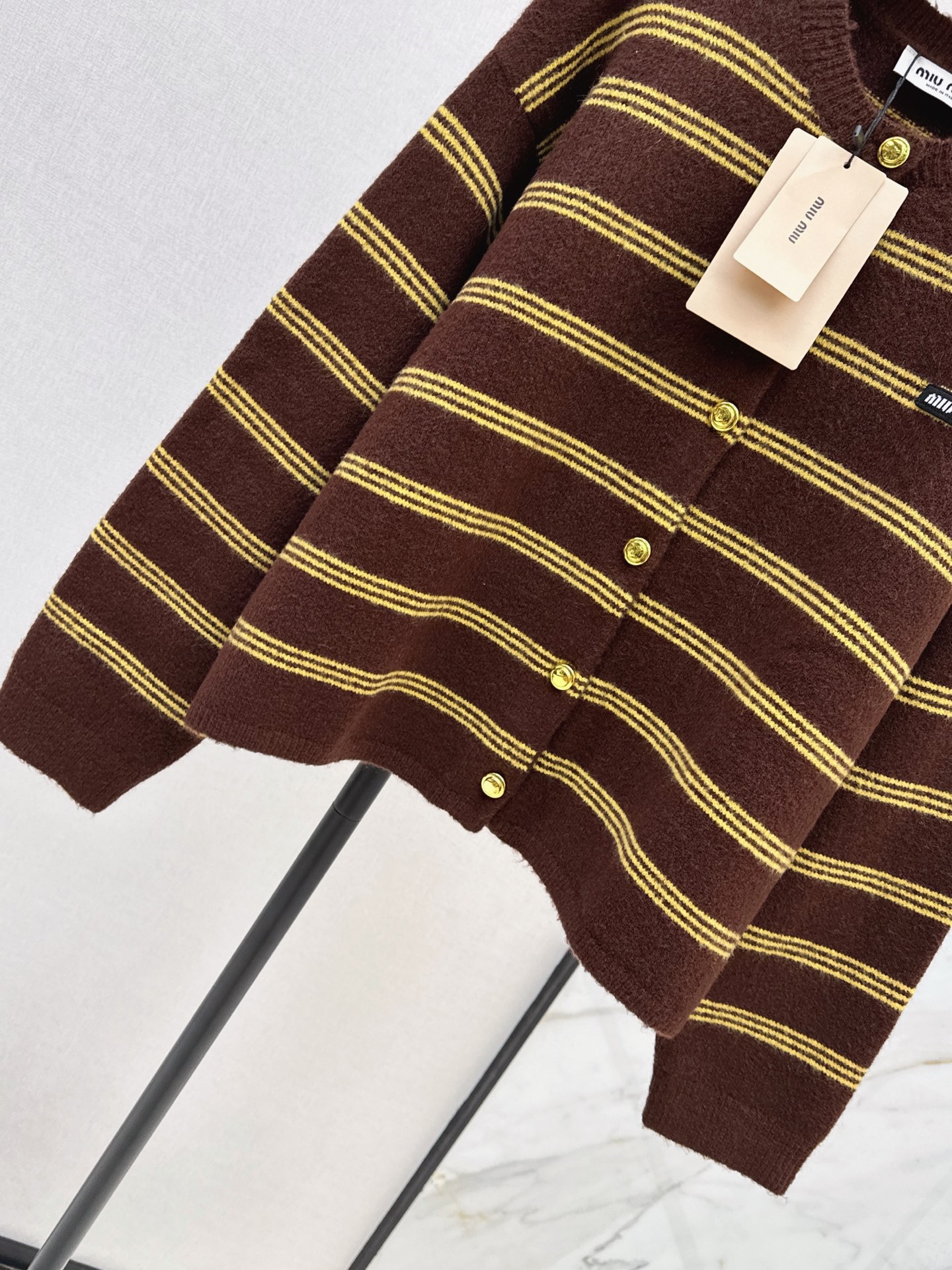 Miu 26fw stripe knit cardigan
