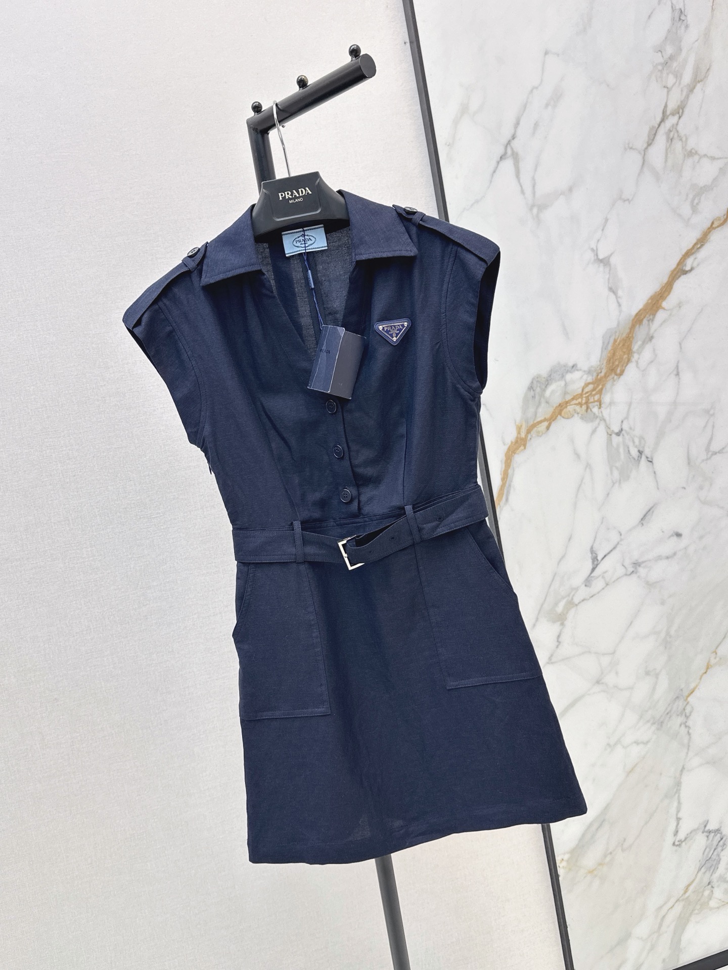 Pra 26ss sleeveless linen dress