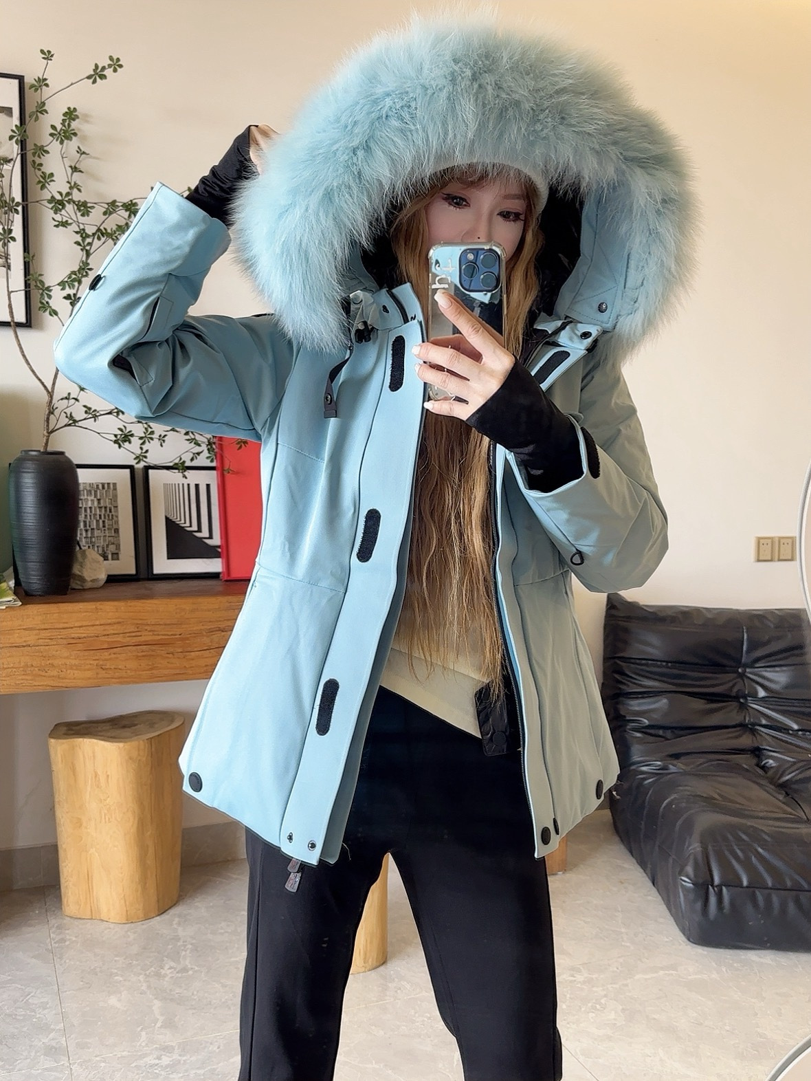 Monc 26fw belted hooded ski down jacket