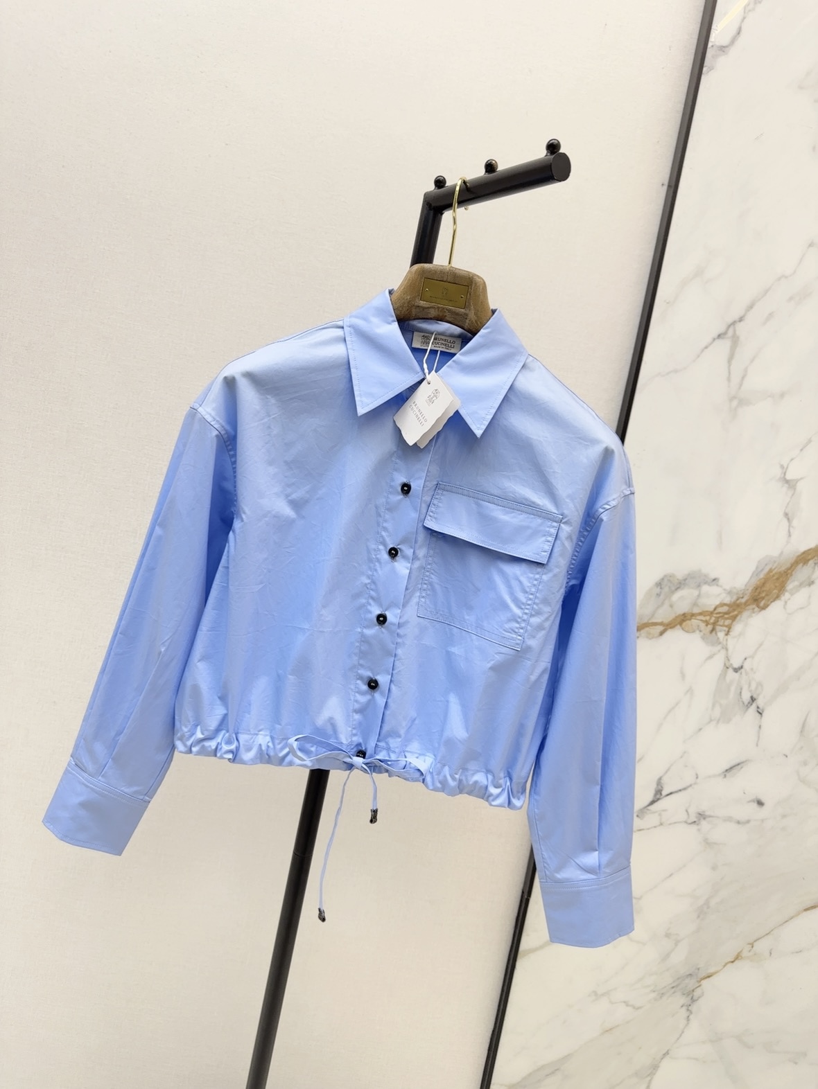 Brun 26fw cropped drawstring shirt