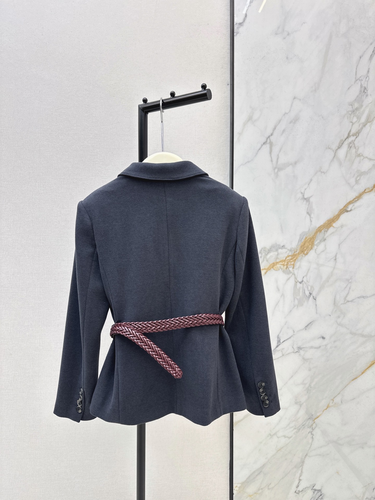 Brun 26fw knit belted blazer