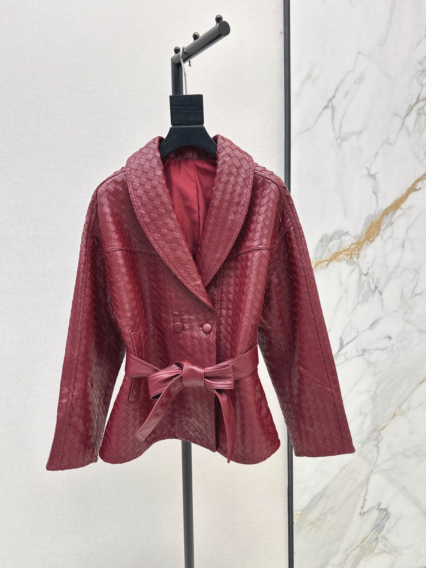 Bott 26ss leather woven jacket