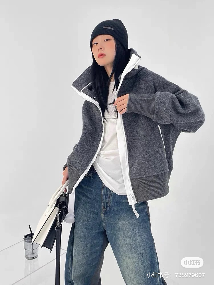 Can 26ss wool hooded jacket