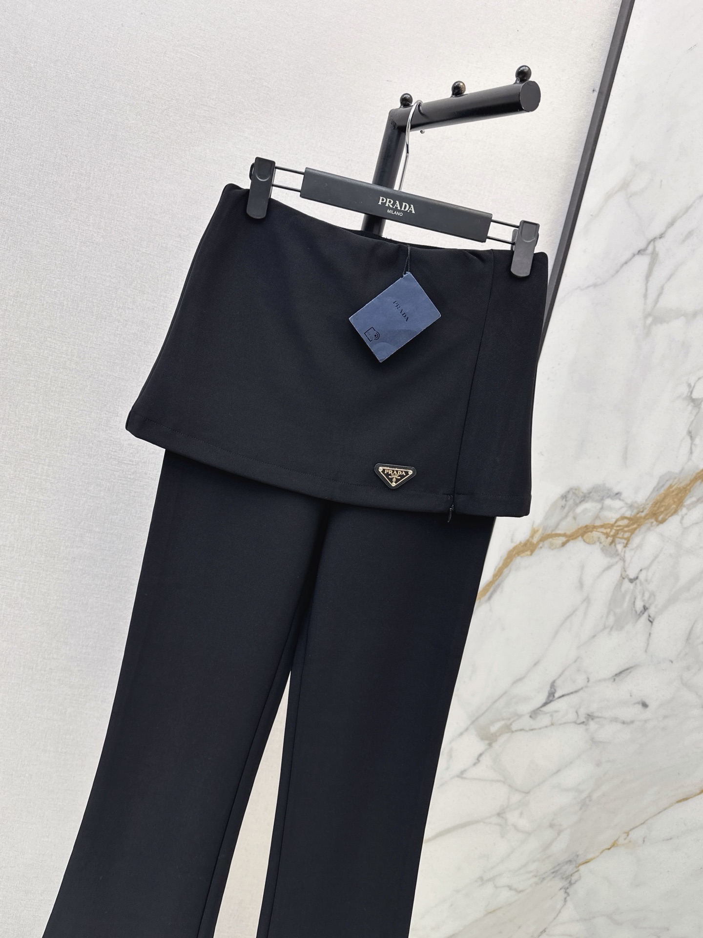 Pra 26fw skirt-overlay slim-fit pants