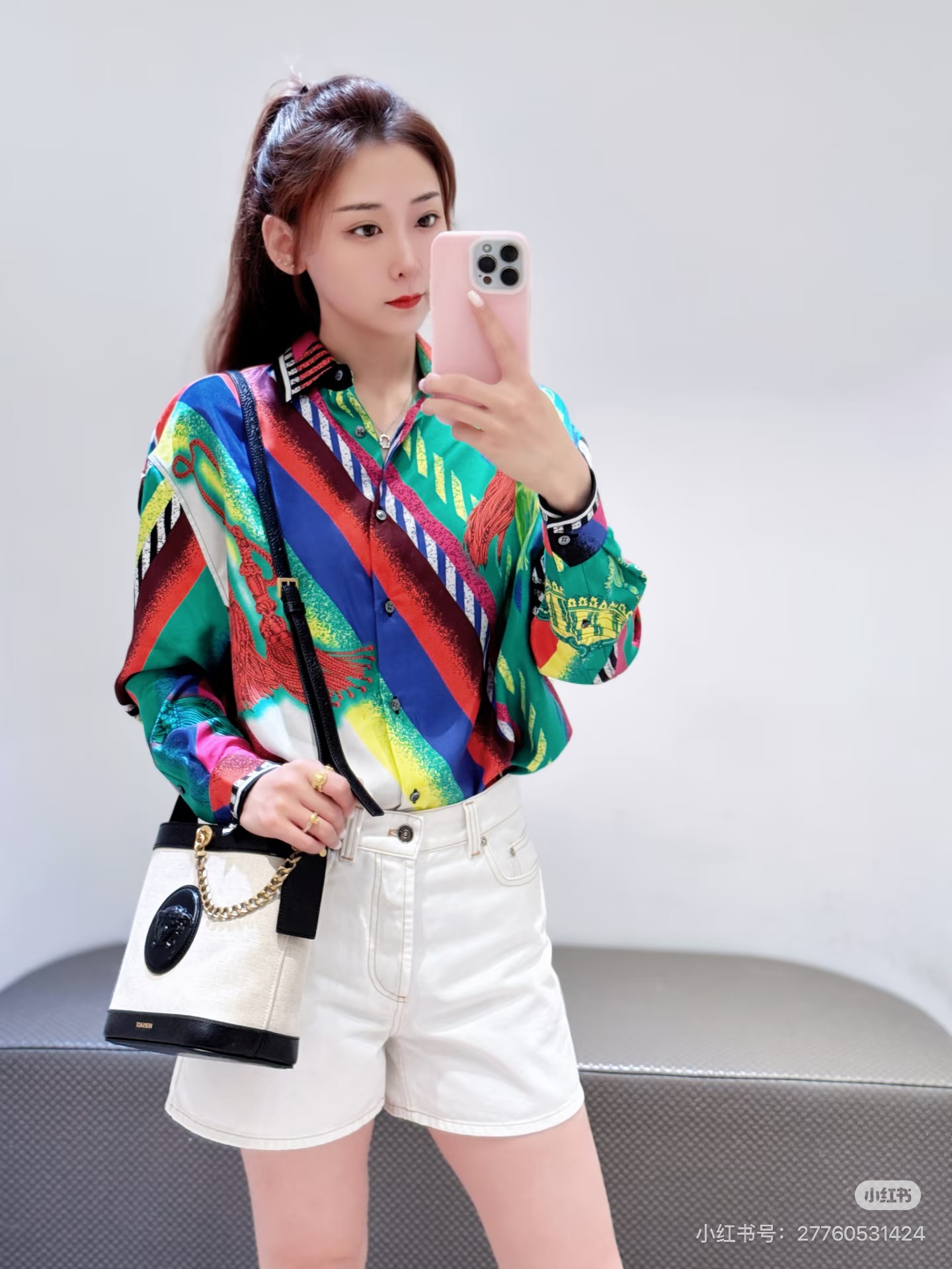 Ver 26fw print silk shirt