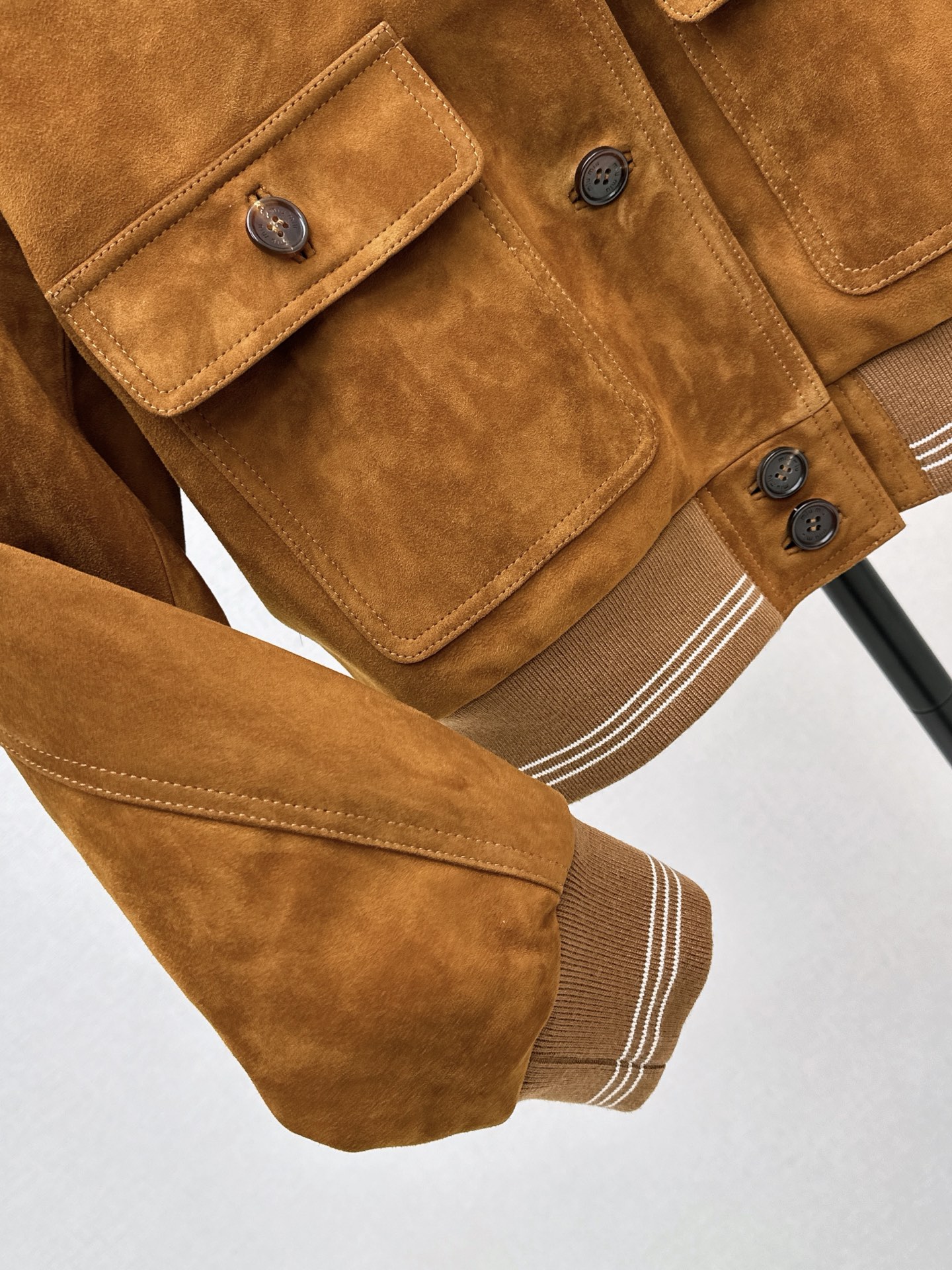 Miu 26fw cropped suede leather jacket