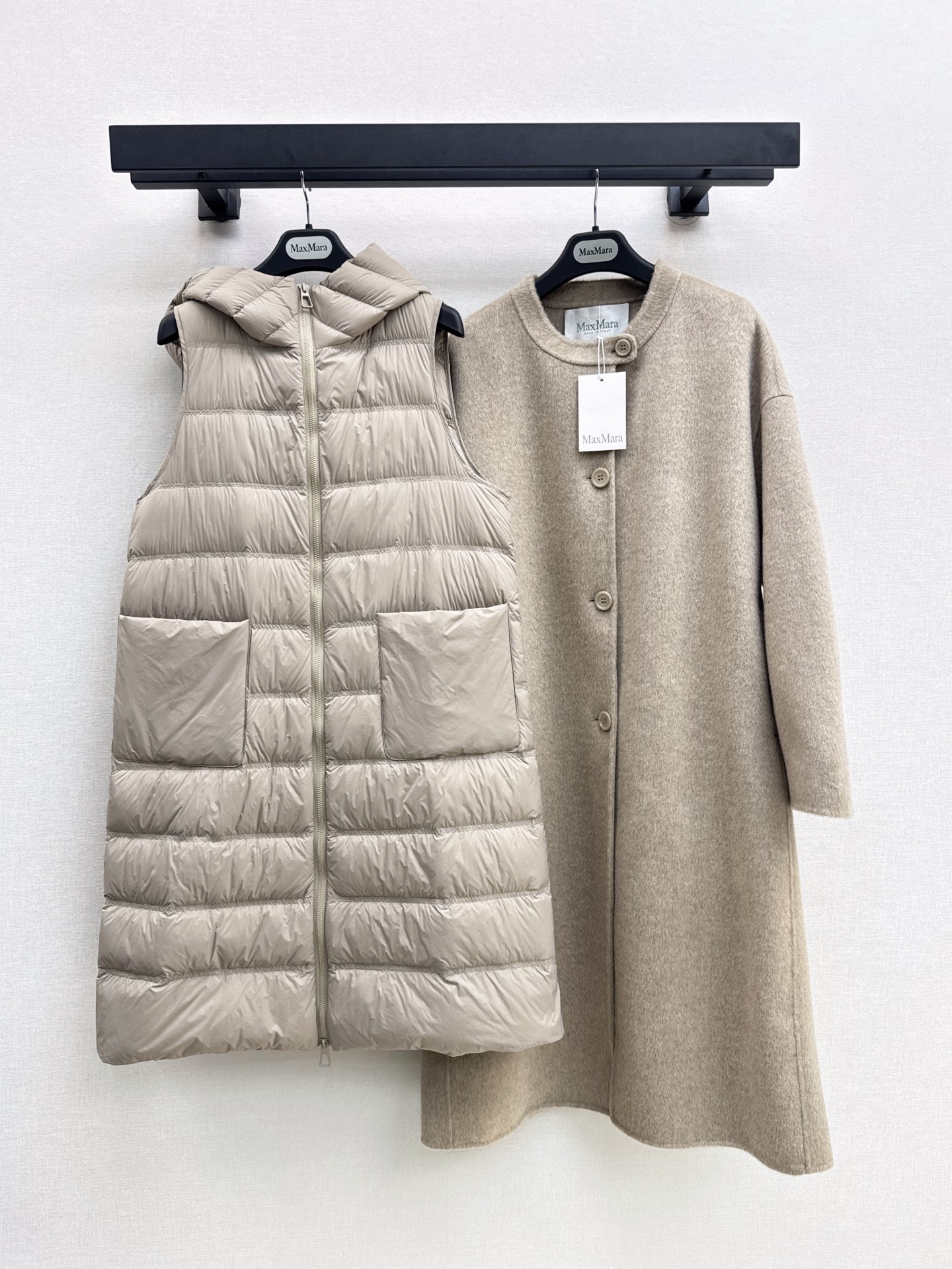 Max 26fw hooded down vest woolen overcoats sets
