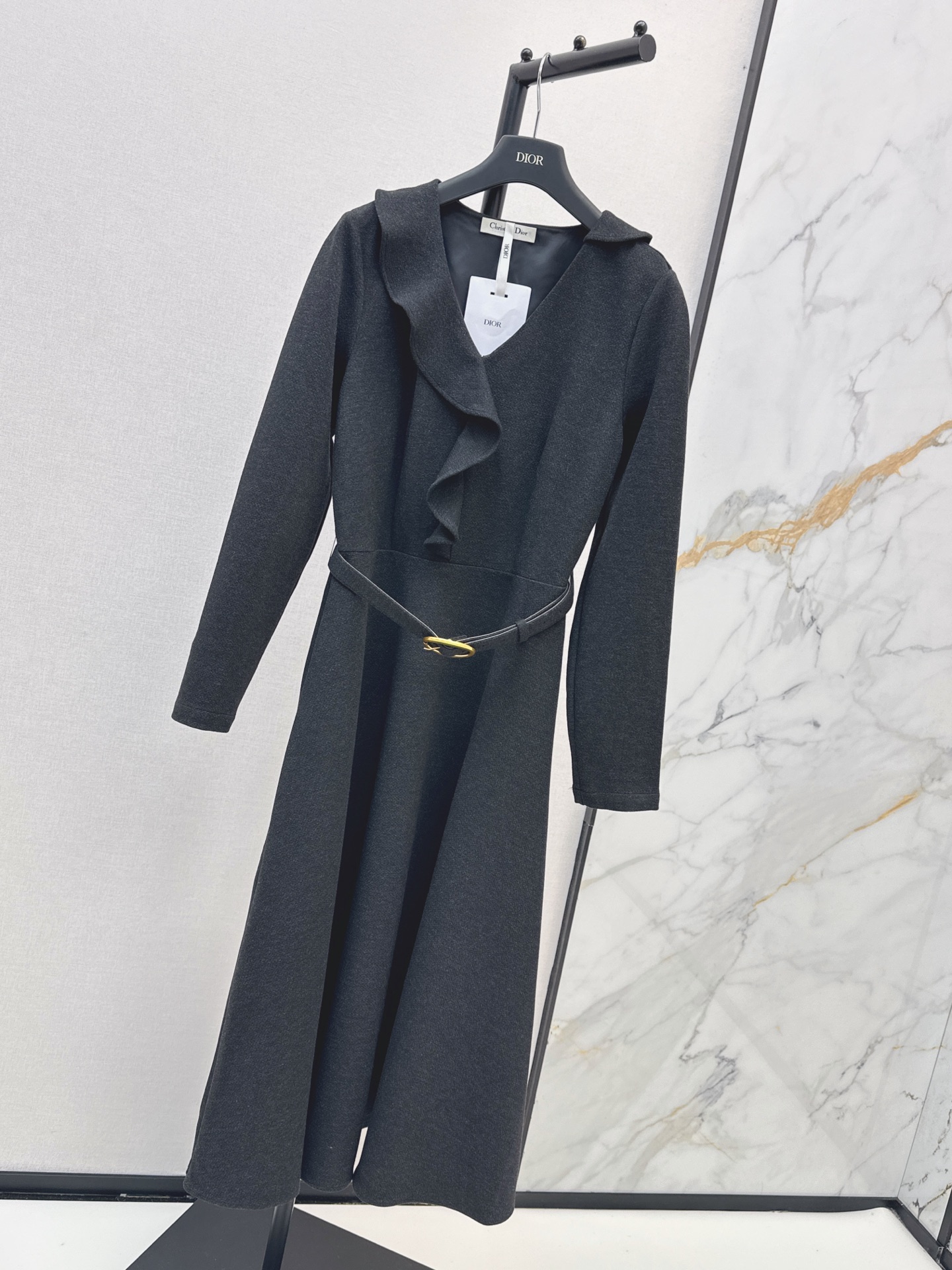 CD 26fw ruffle belted dress
