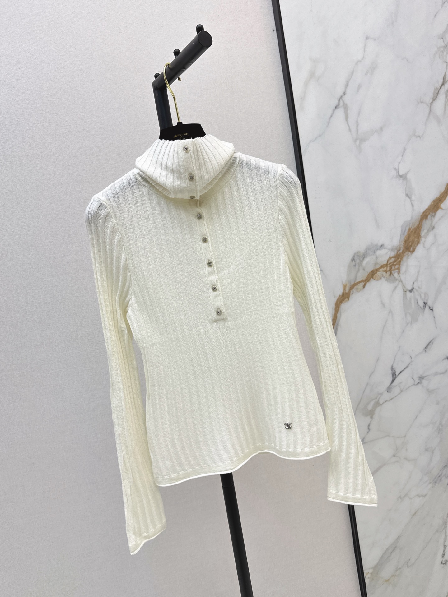 Chan 26fw slim-fit stand collar knitwear