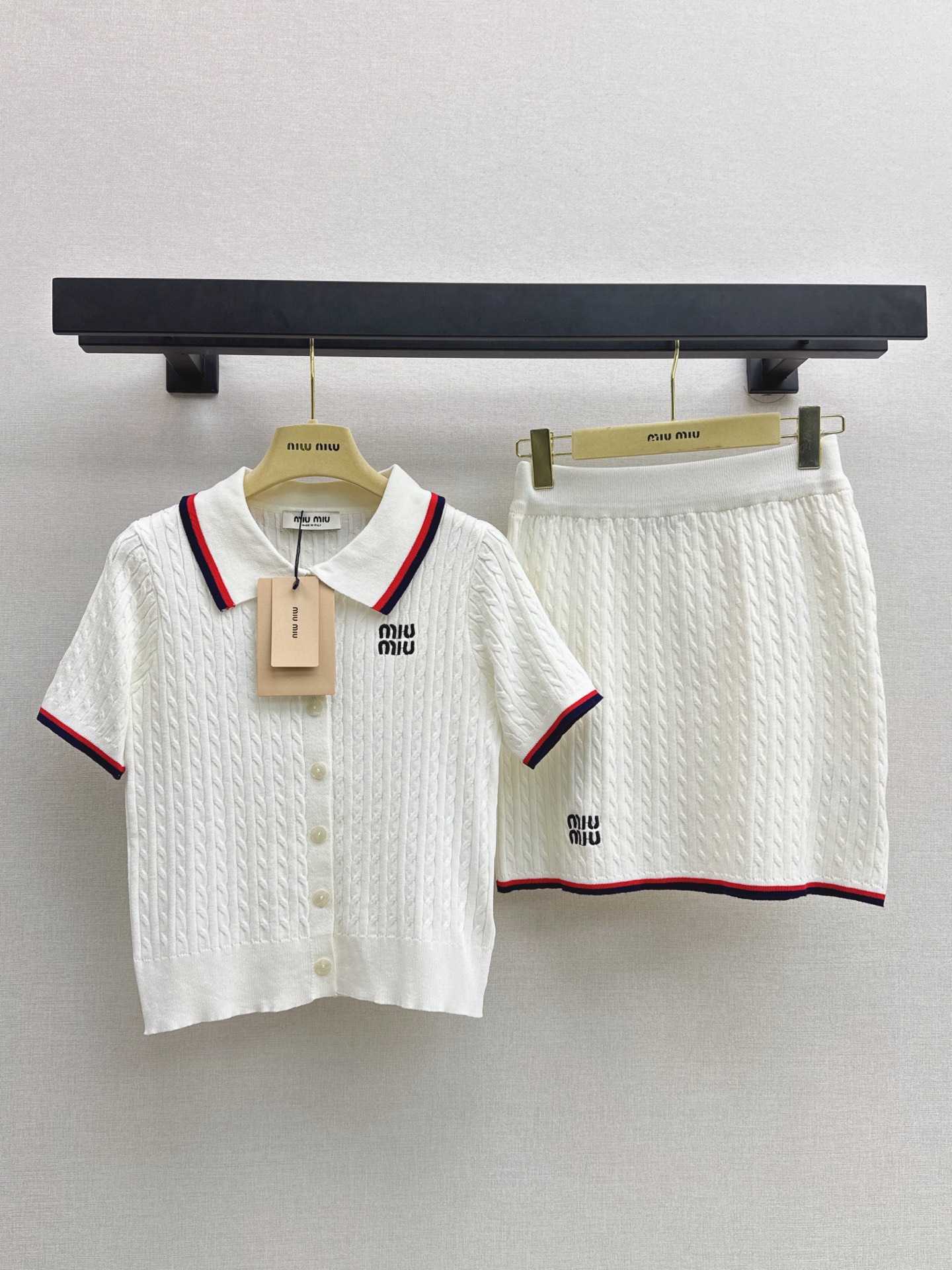 Miu 26fw knit polo skirt sets
