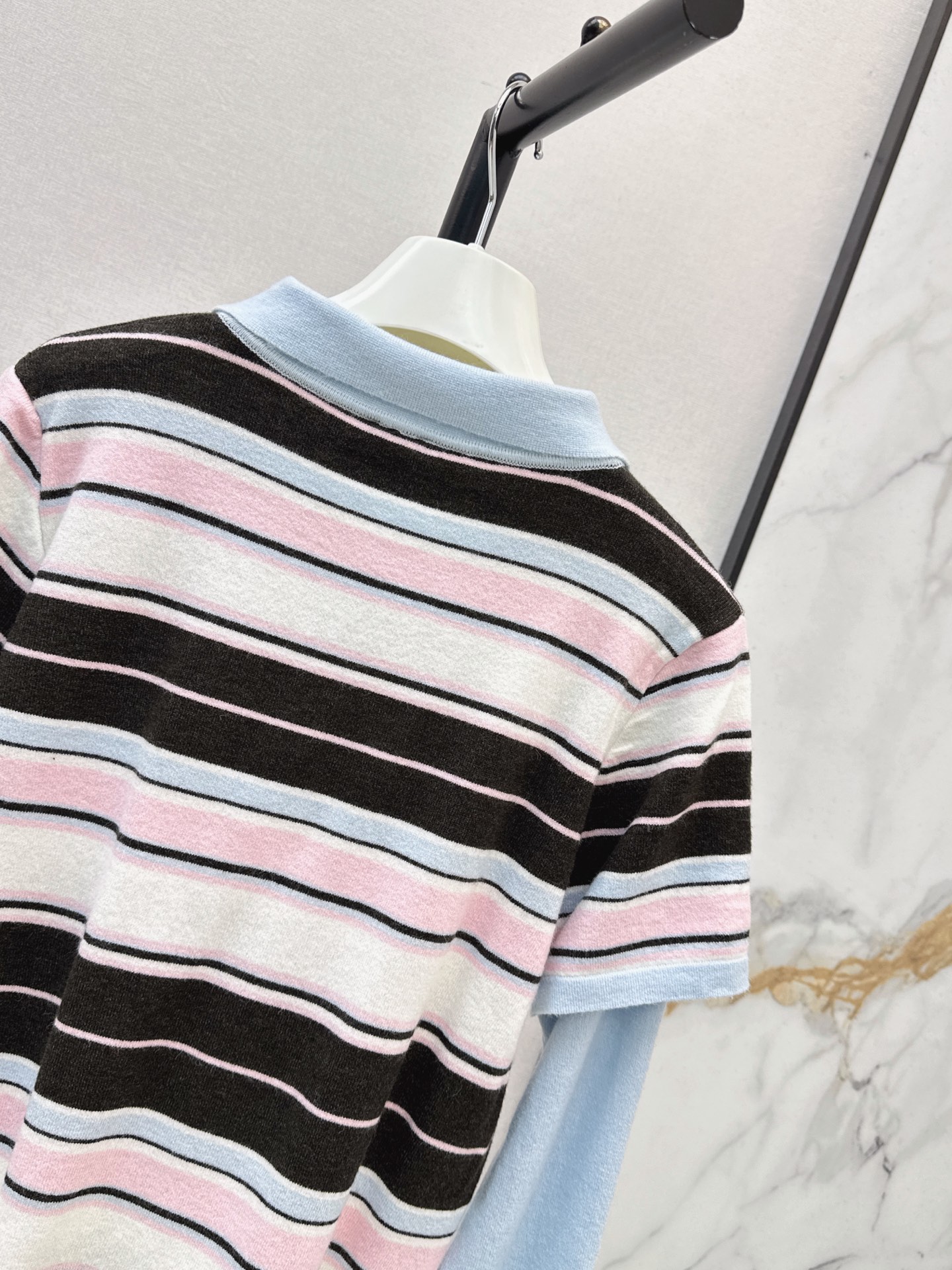 Loe 26fw 2in1 stripe polo knitwear