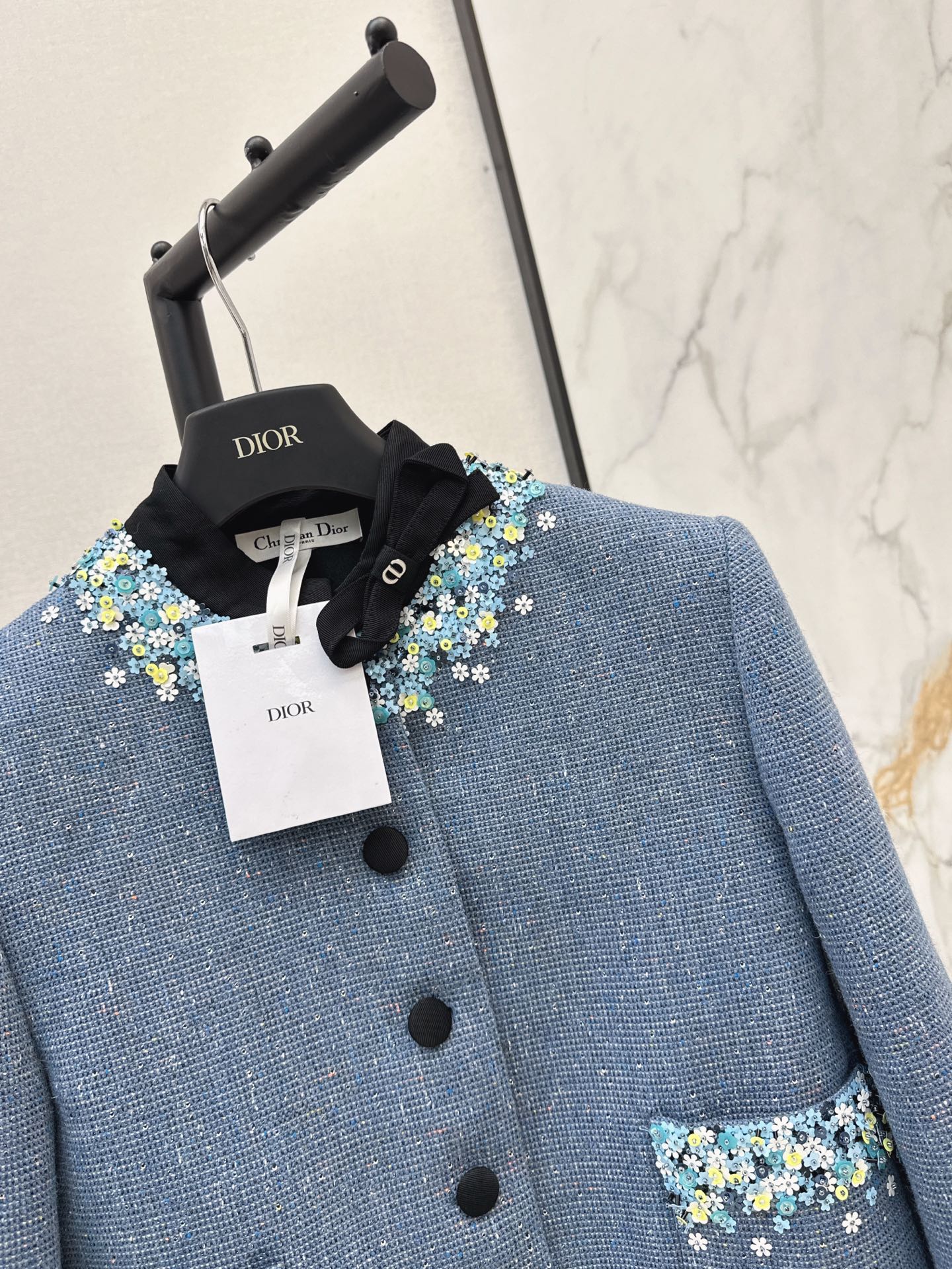 CD 26fw cropped beading tweed jacket