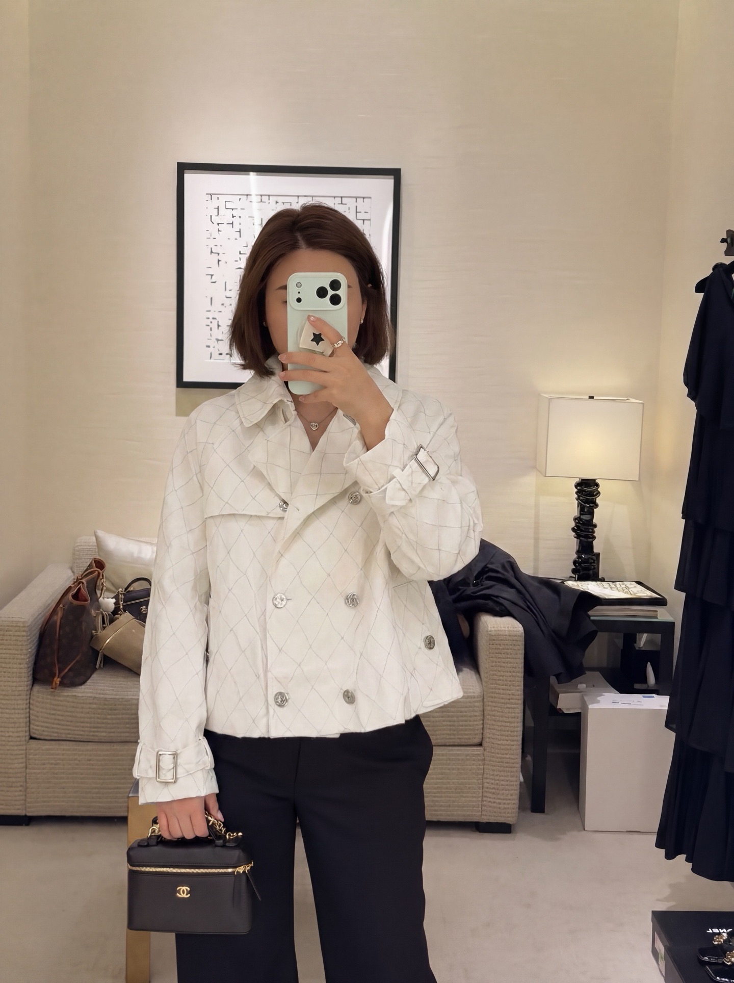 Chan 26fw denim cropped trench coats