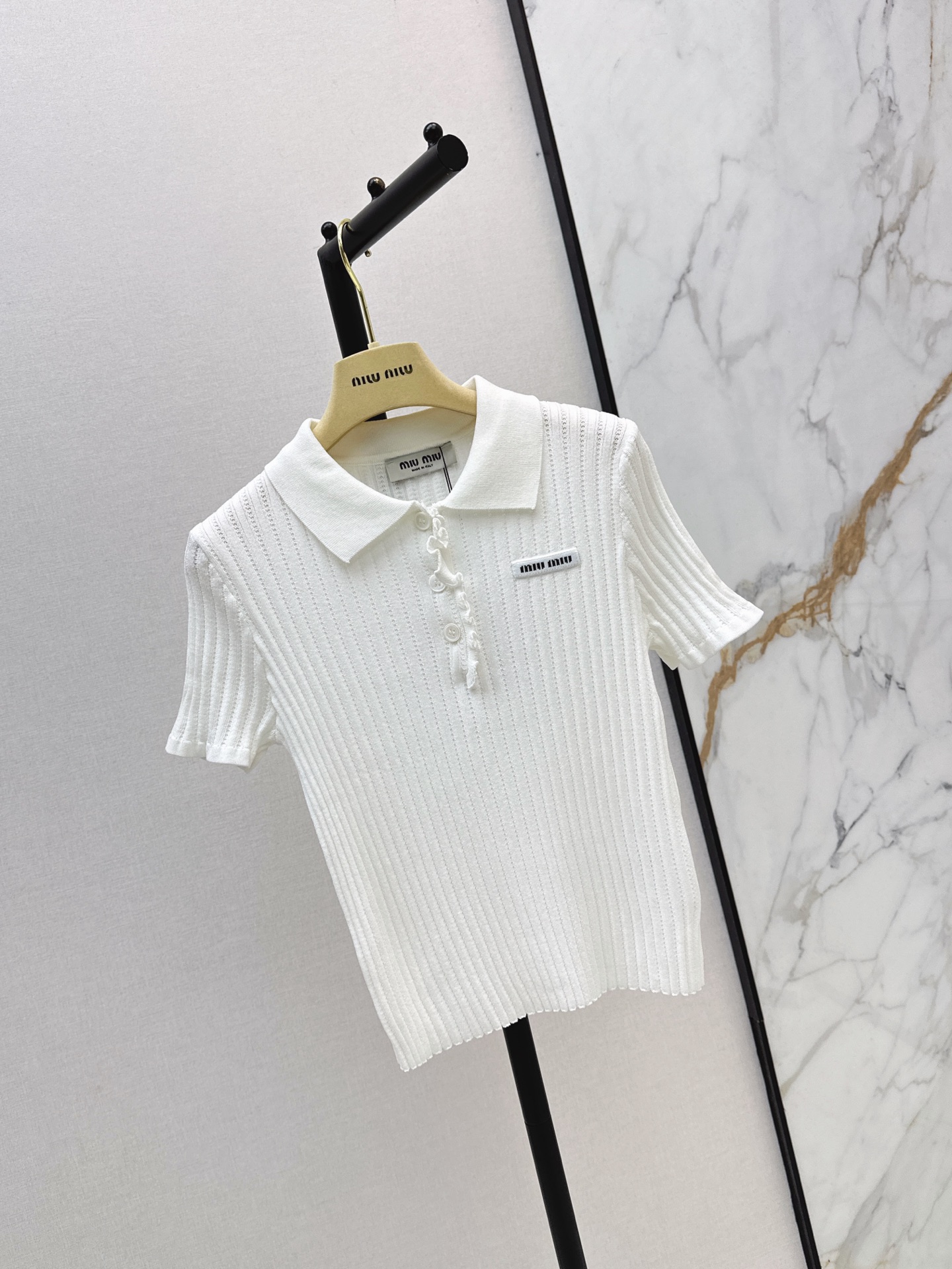 Miu 26fw polo knit top