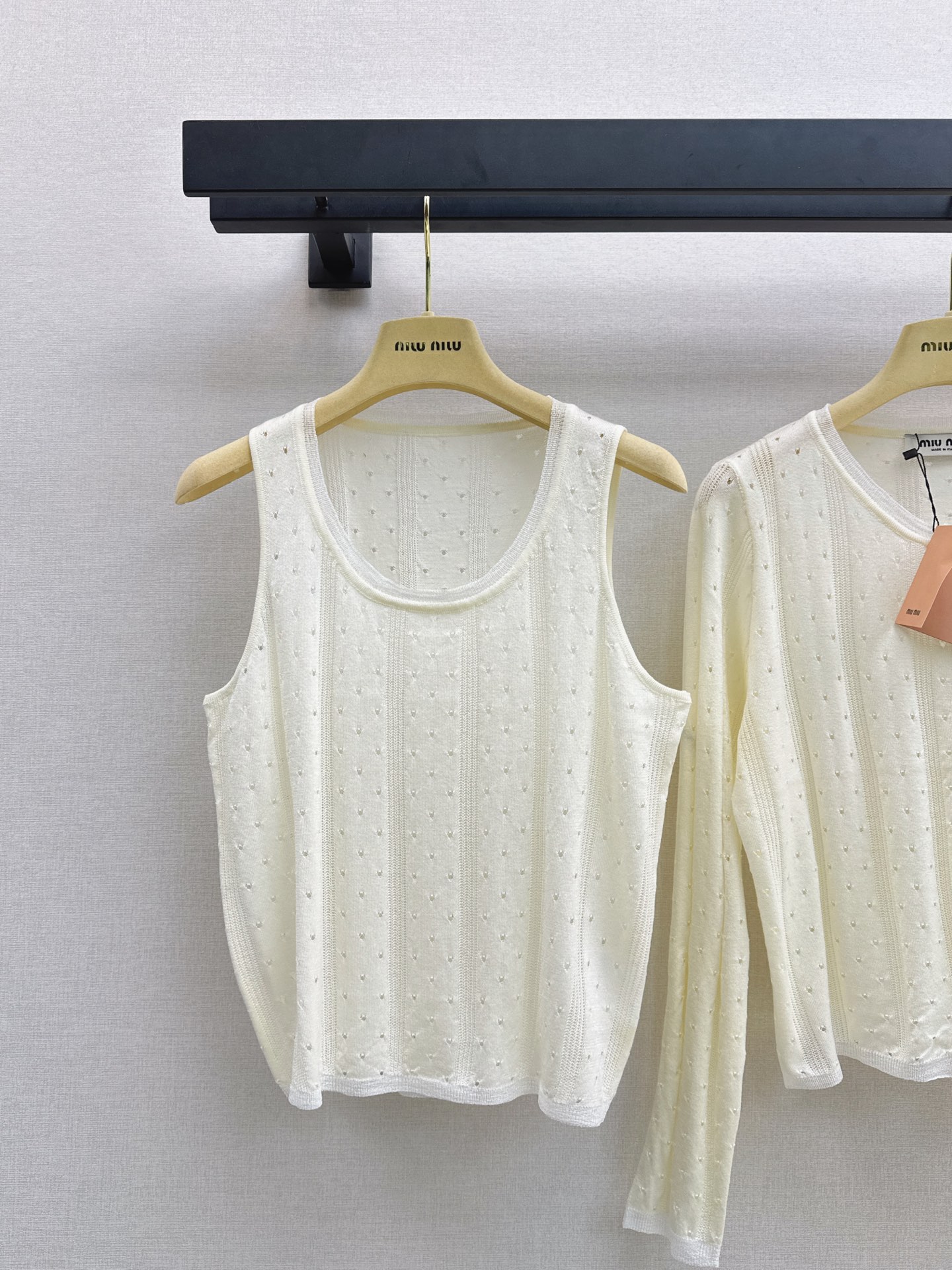 Miu 26fw lace trim knit cardigan vest sets