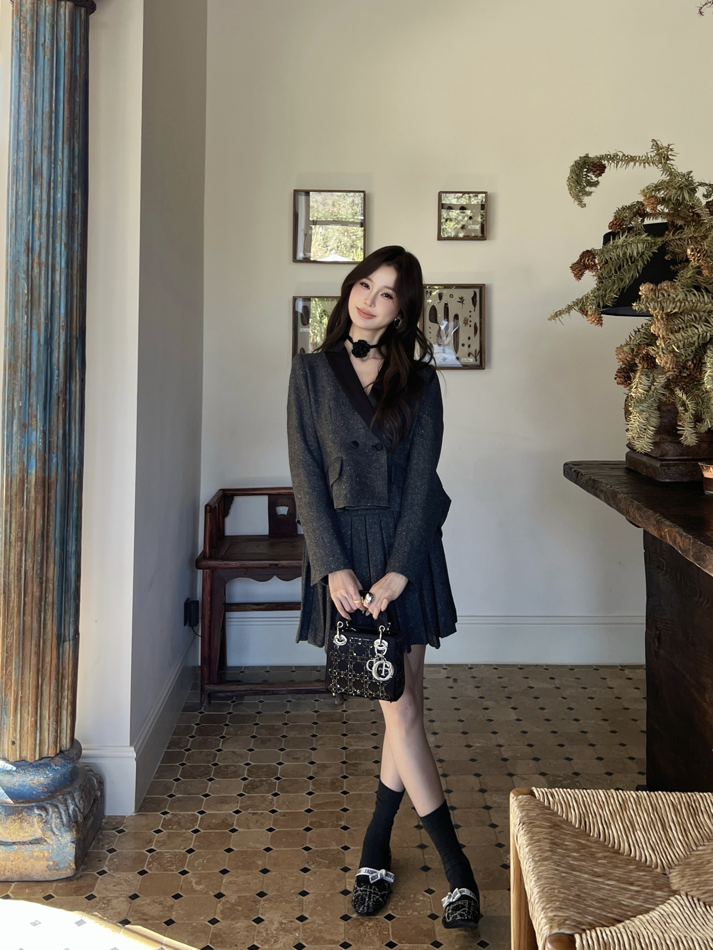 CD 26fw pleated mini skirt