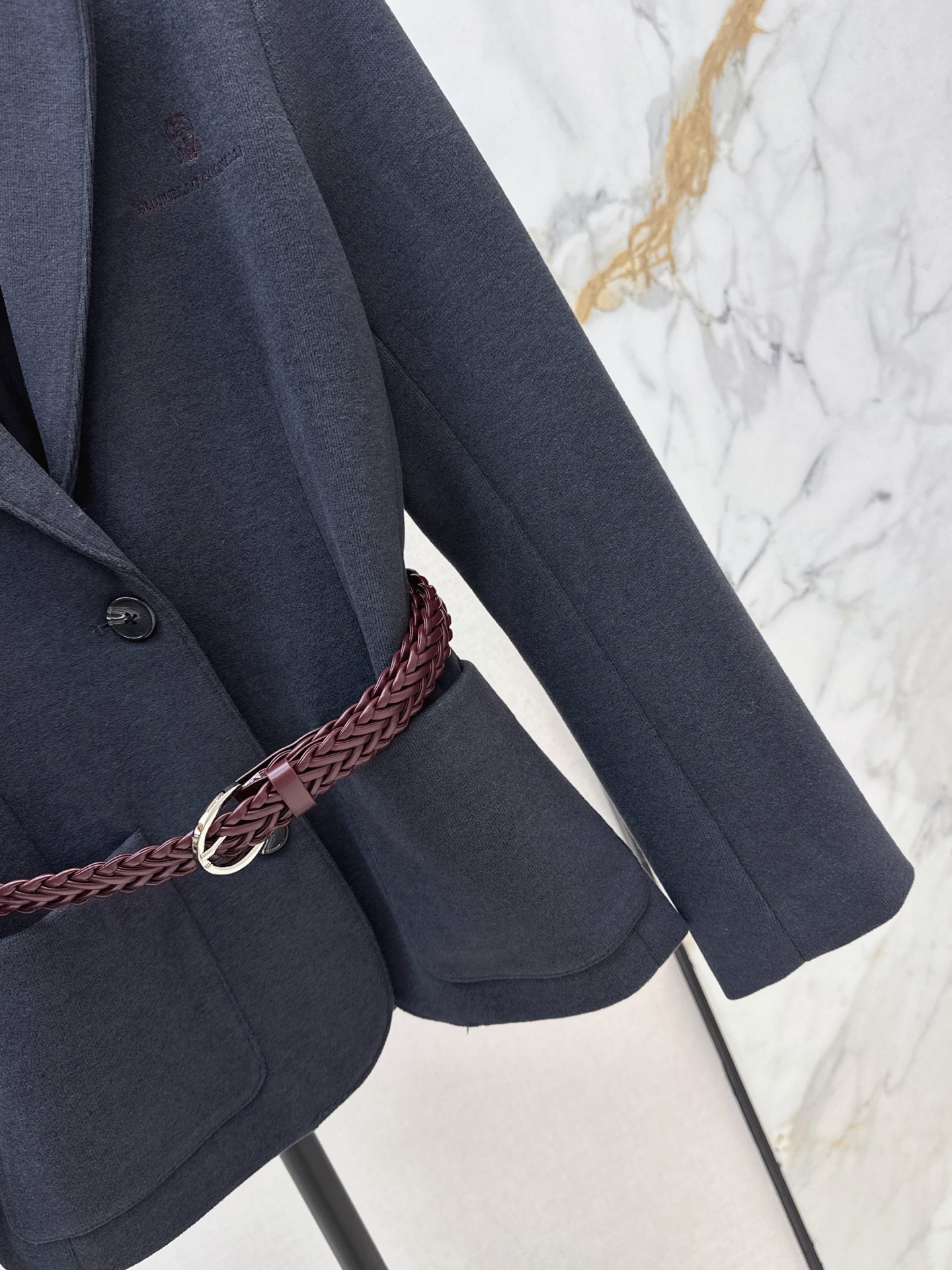 Brun 26fw knit belted blazer