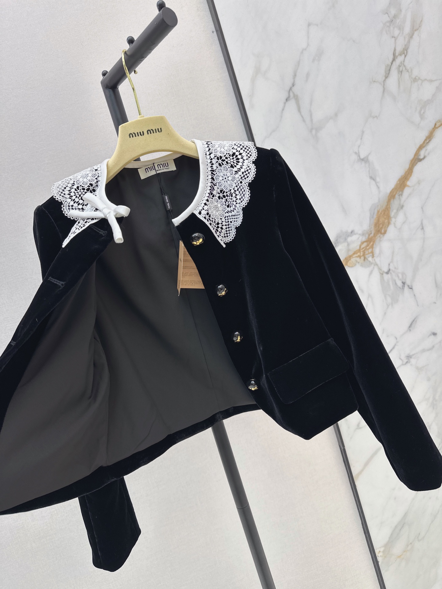Miu 26fw velvet lace collar jacket