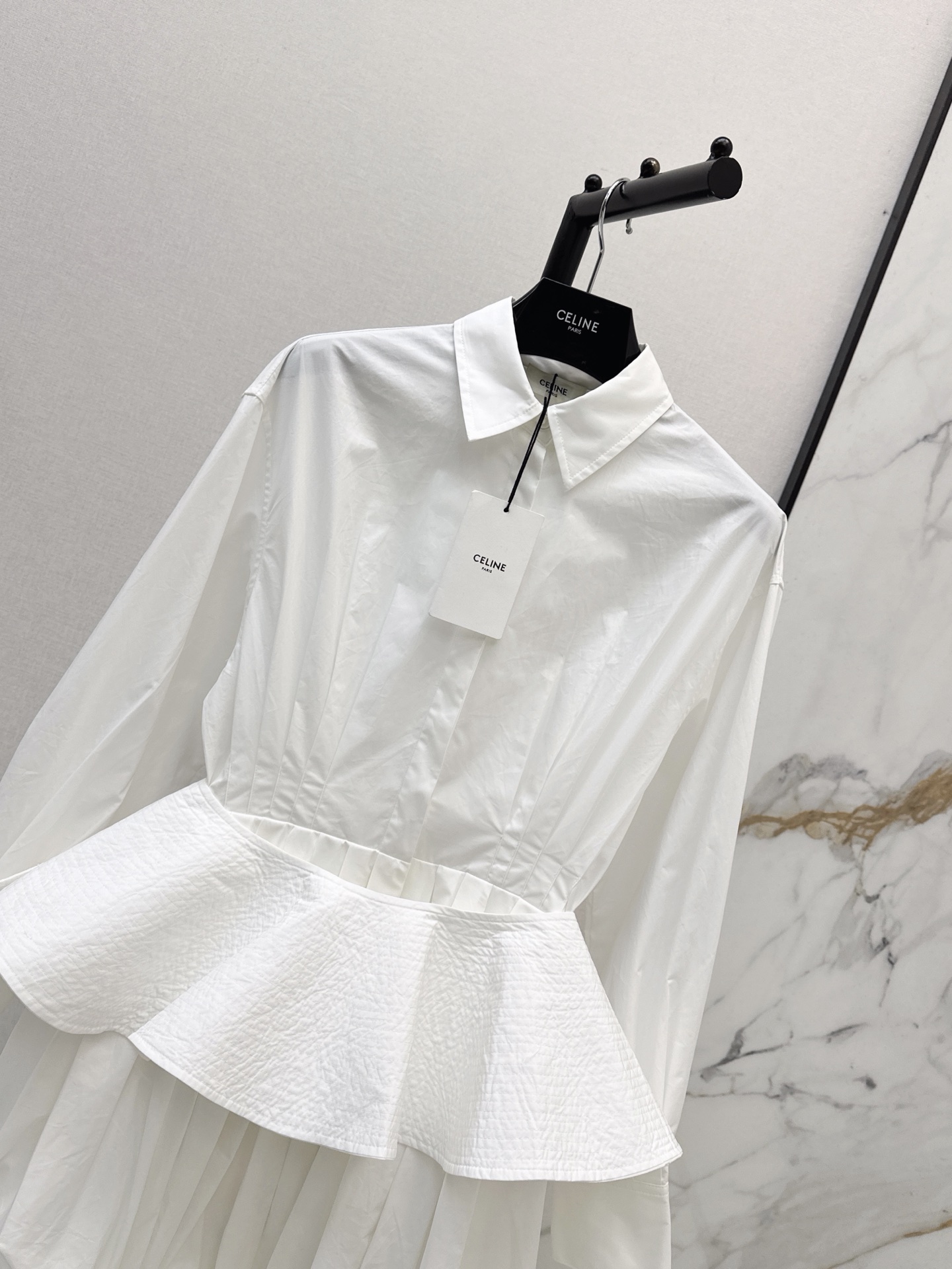 Celi 26fw detachable ruffle belted shirt dress