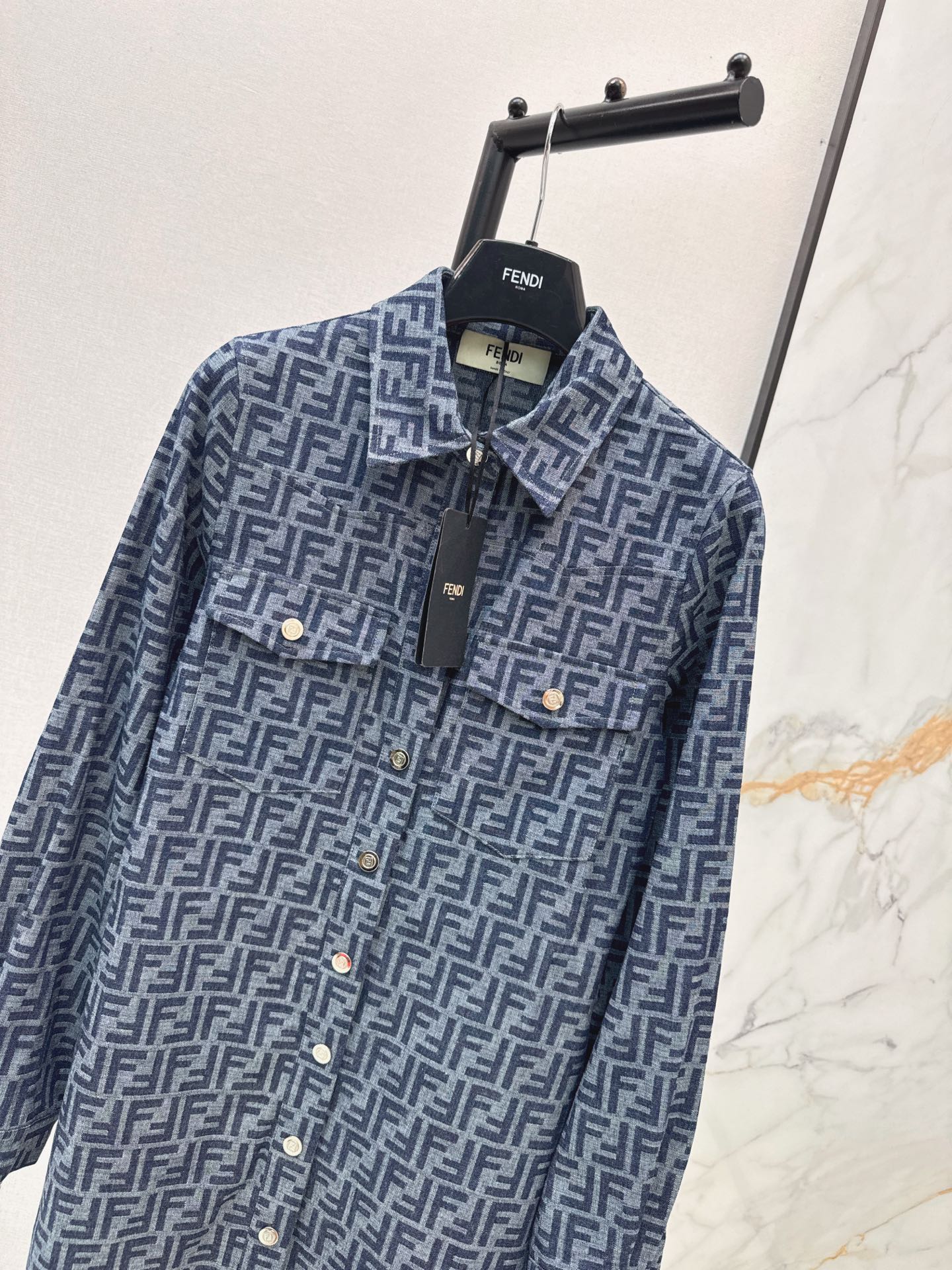 Fen 26fw jacquard denim dress