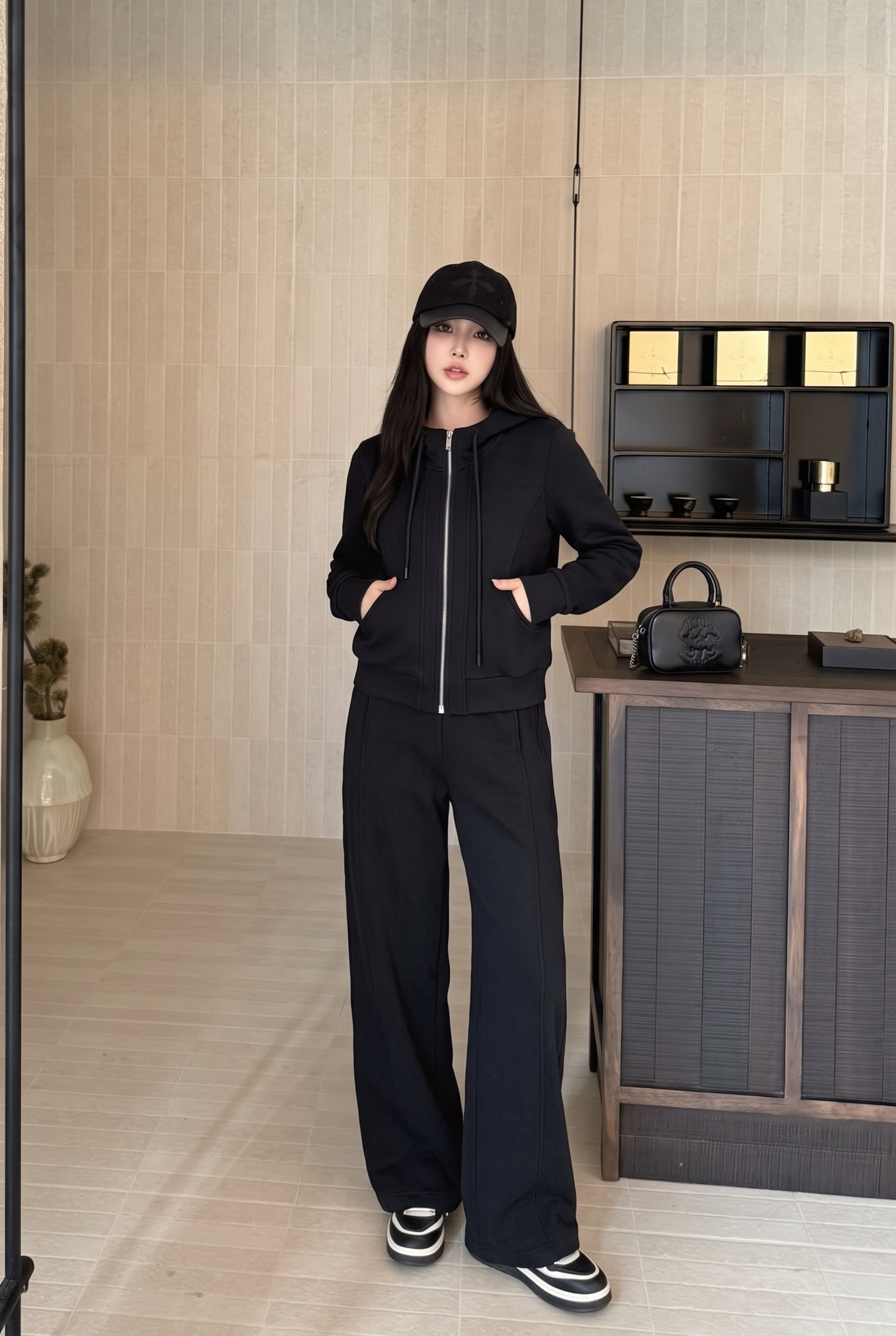 Brun 26fw hooded zipper jacket pants sets