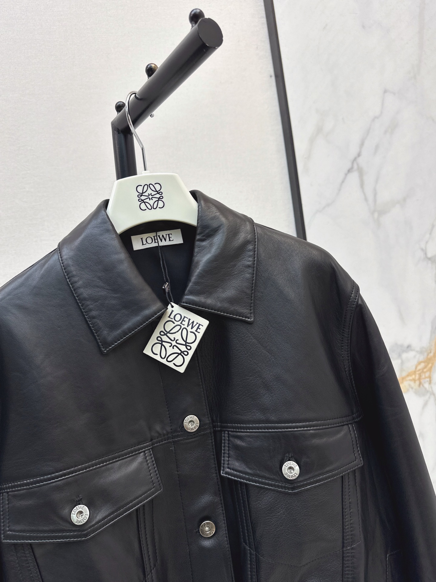 Loe 26fw Leather-Effect Trucker Jacket