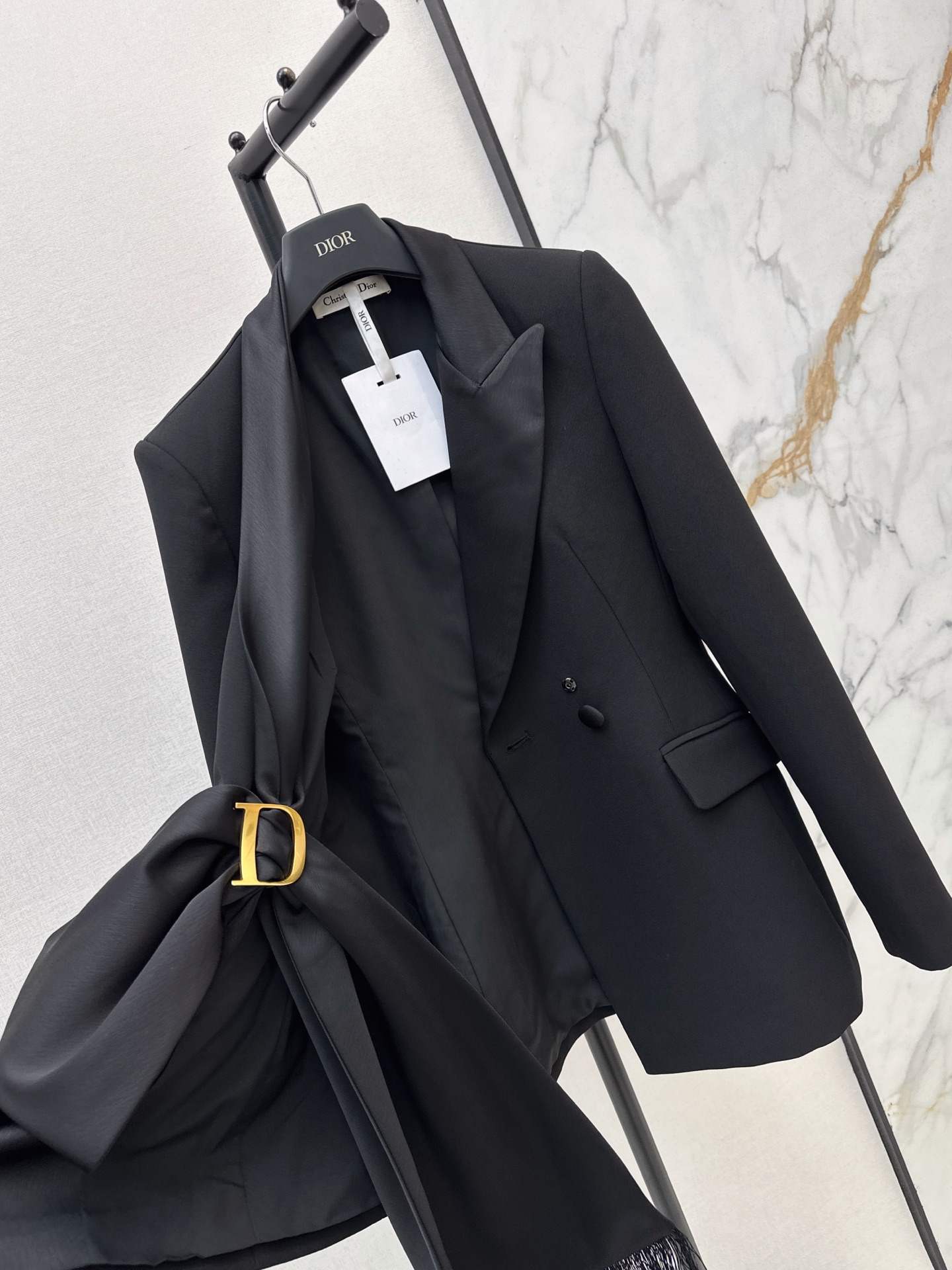 CD 26fw blazer with fringed sash belt
