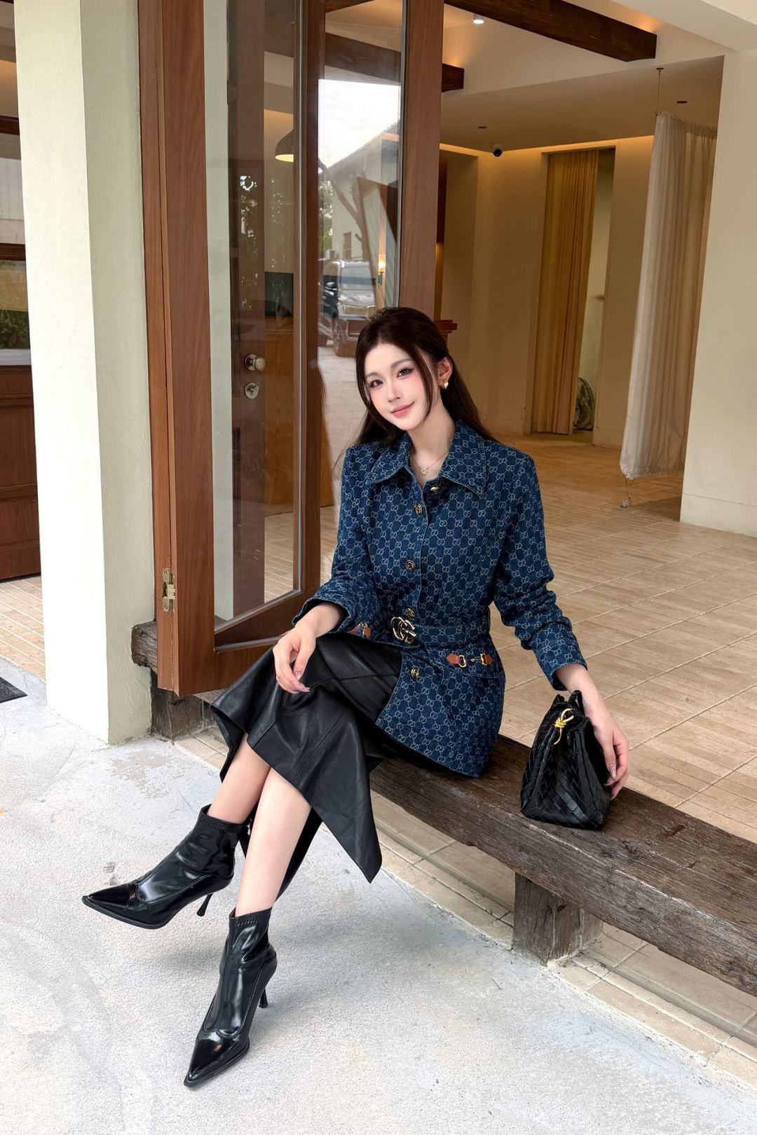 Guc 26fw jacquard belted jacket