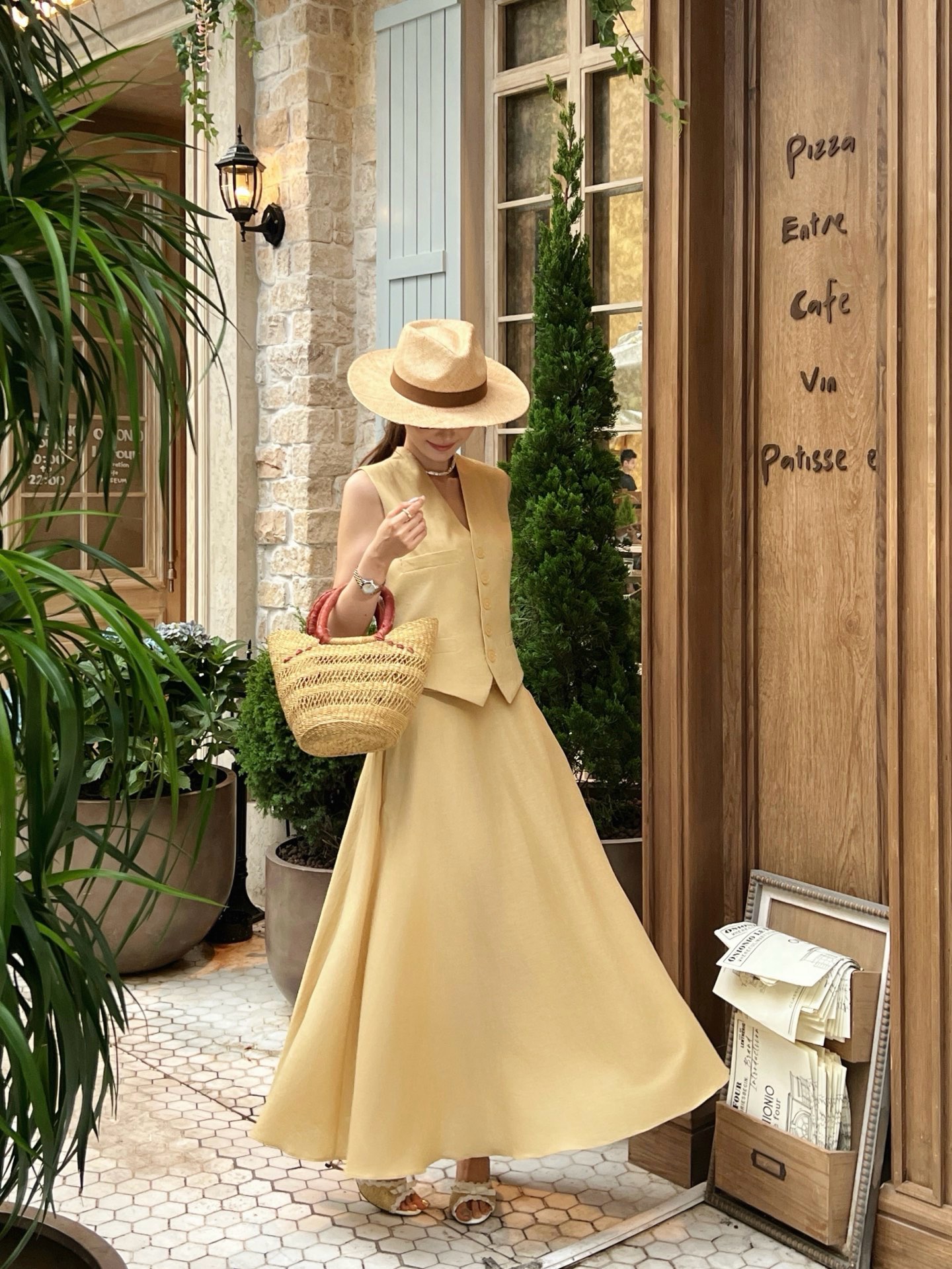 Ralp 26ss waistcoat pleated skirt sets
