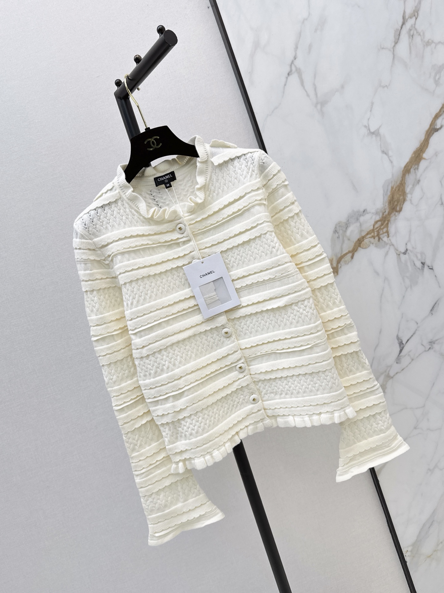 Chan 26fw ruffle knit cardigan