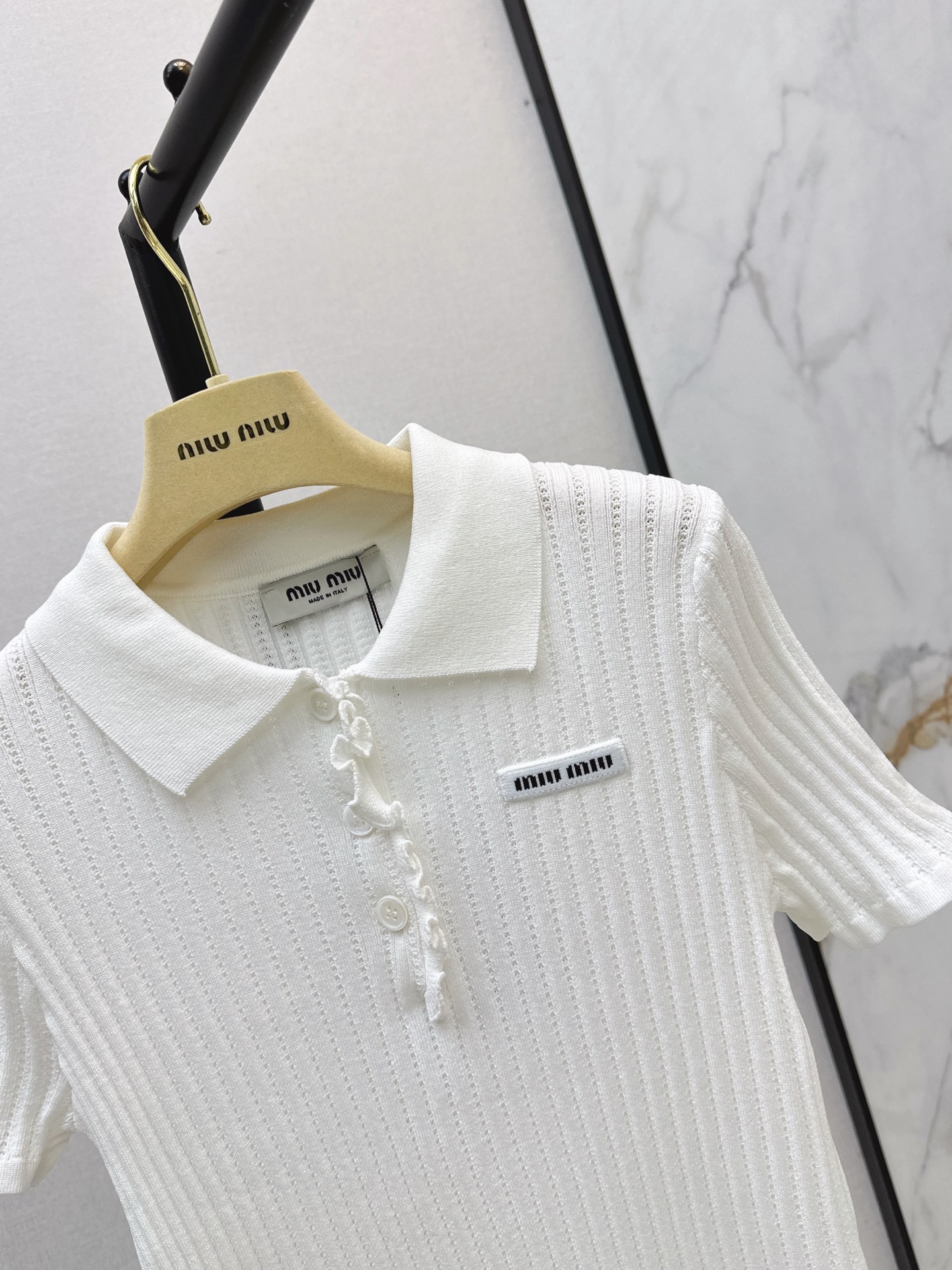 Miu 26fw polo knit top