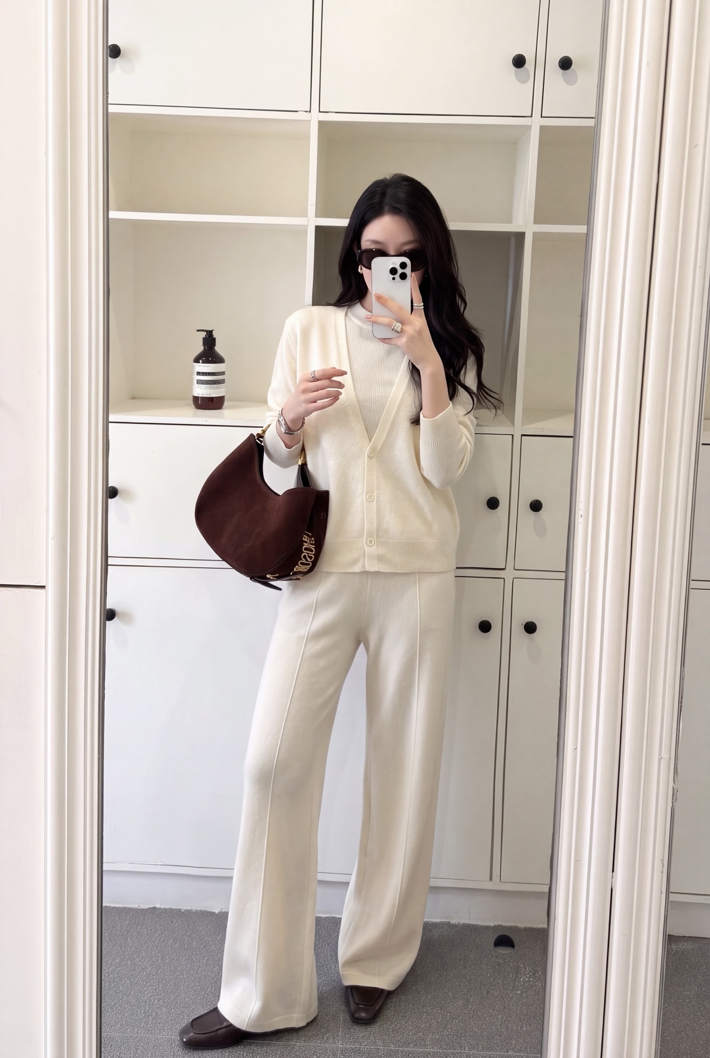 Brun 26fw knit vest cardigan pants sets