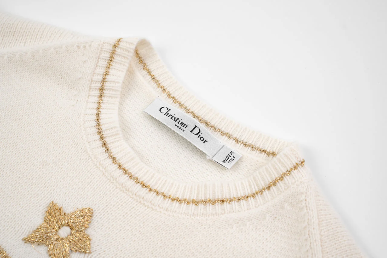 D 25ss wool embroidered knitted t-shirt