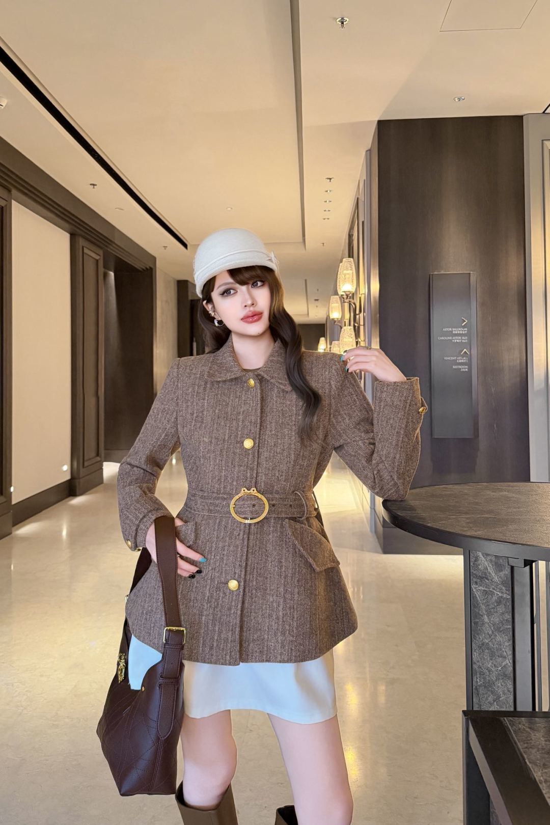 CD 26fw  herringbone belted jacket