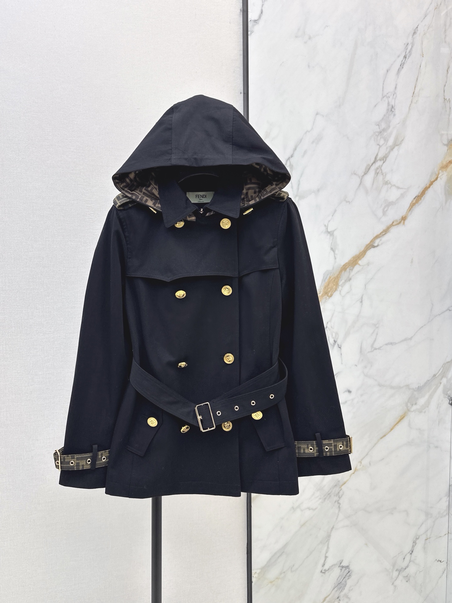 Fen 26fw hooded belted trench coats