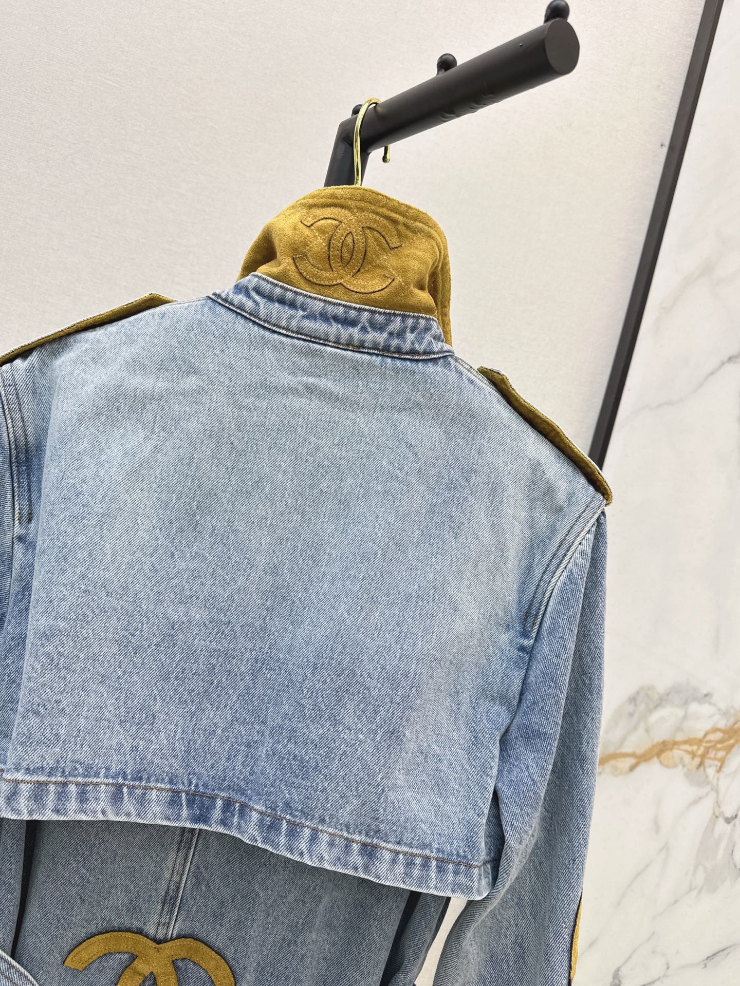 Chan 26fw suede fleece denim trench coats