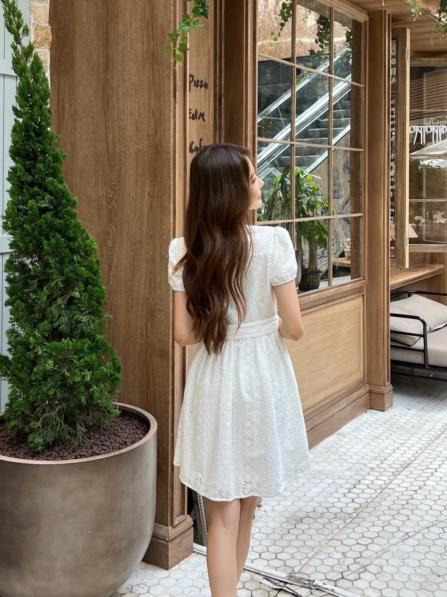Celi 26ss hollowhollow shirt dress