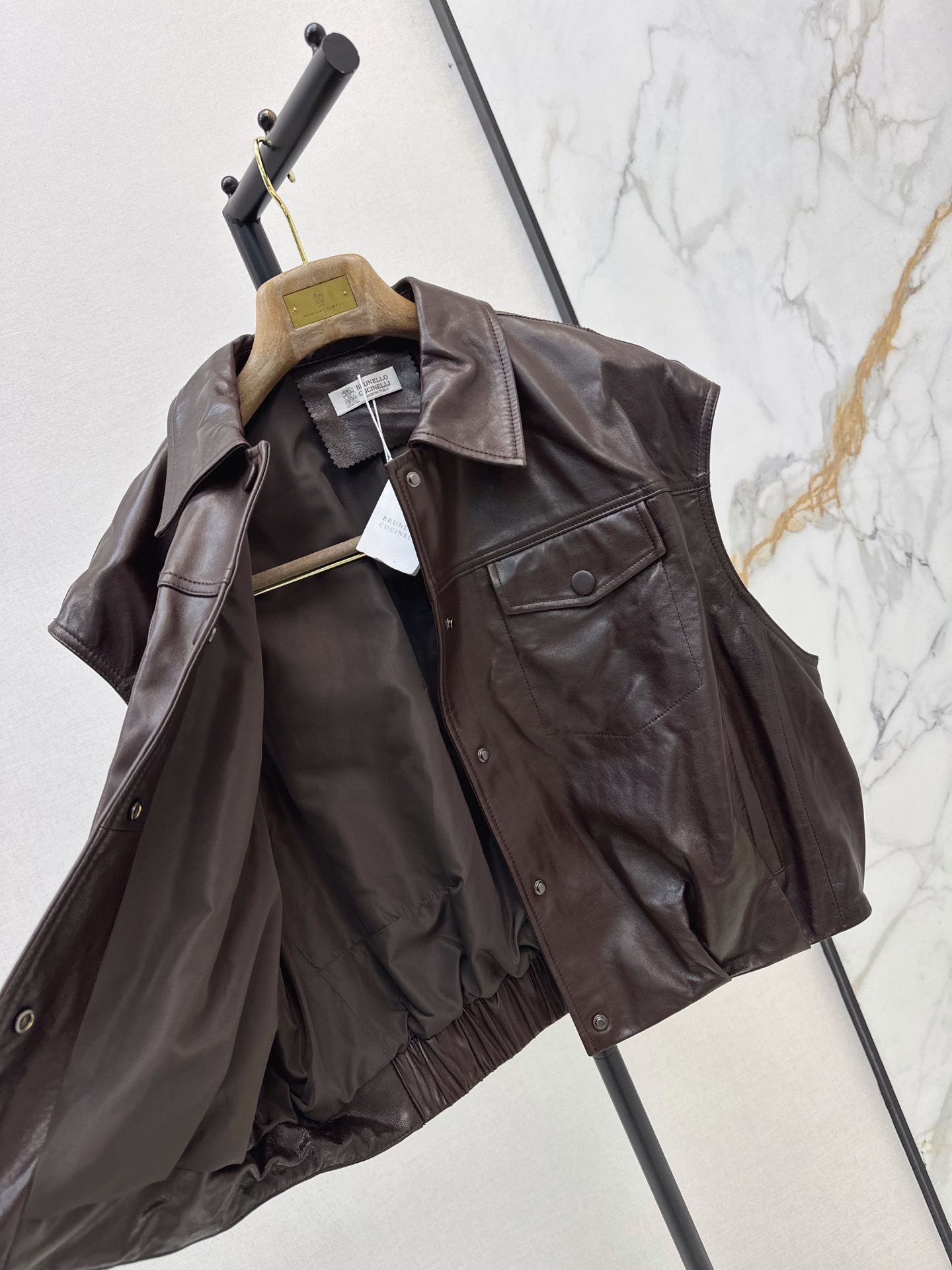 Brun 26fw leather vest jacket