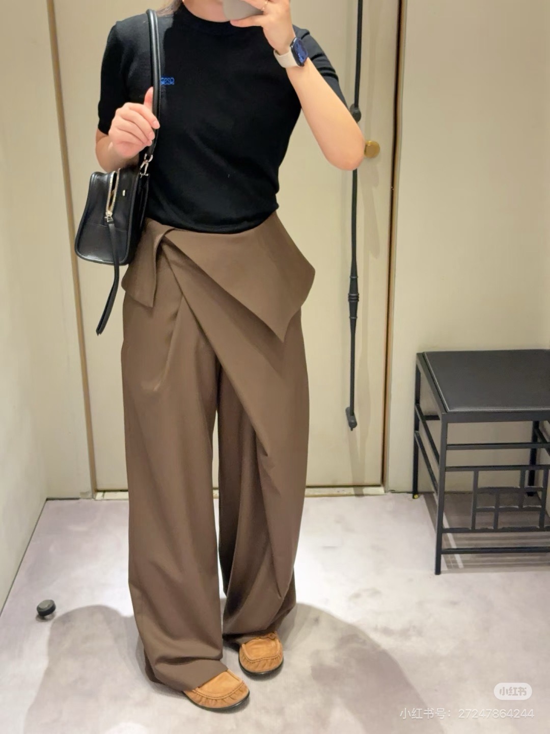 Loe 26fw asymmetric wide-leg pants