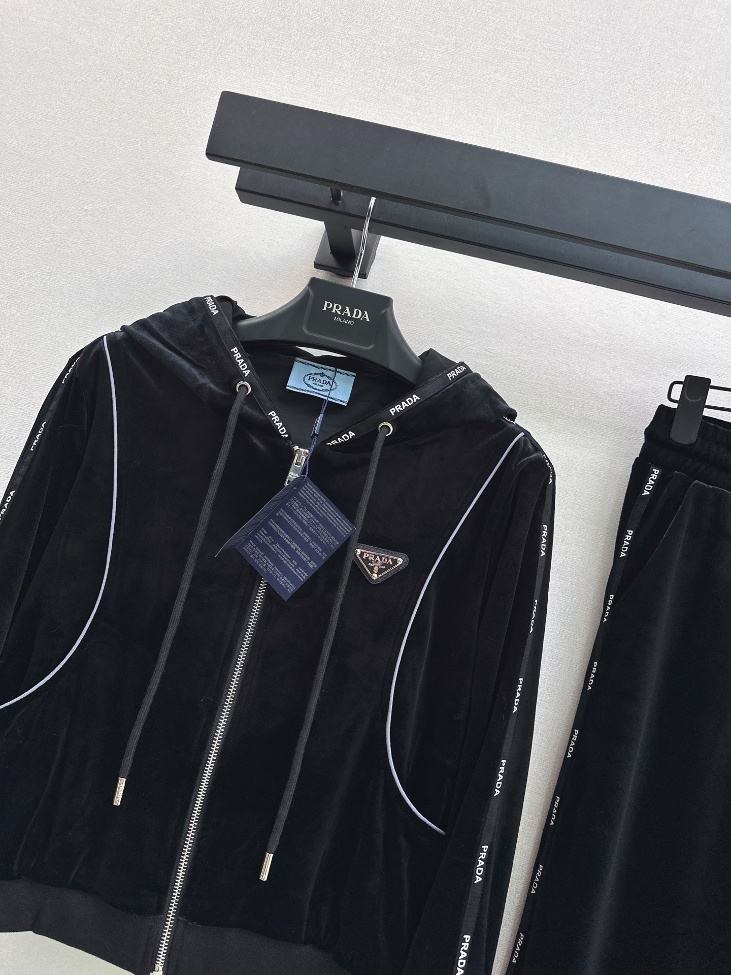 Pra 26fw velvet hooded jacket pant sets