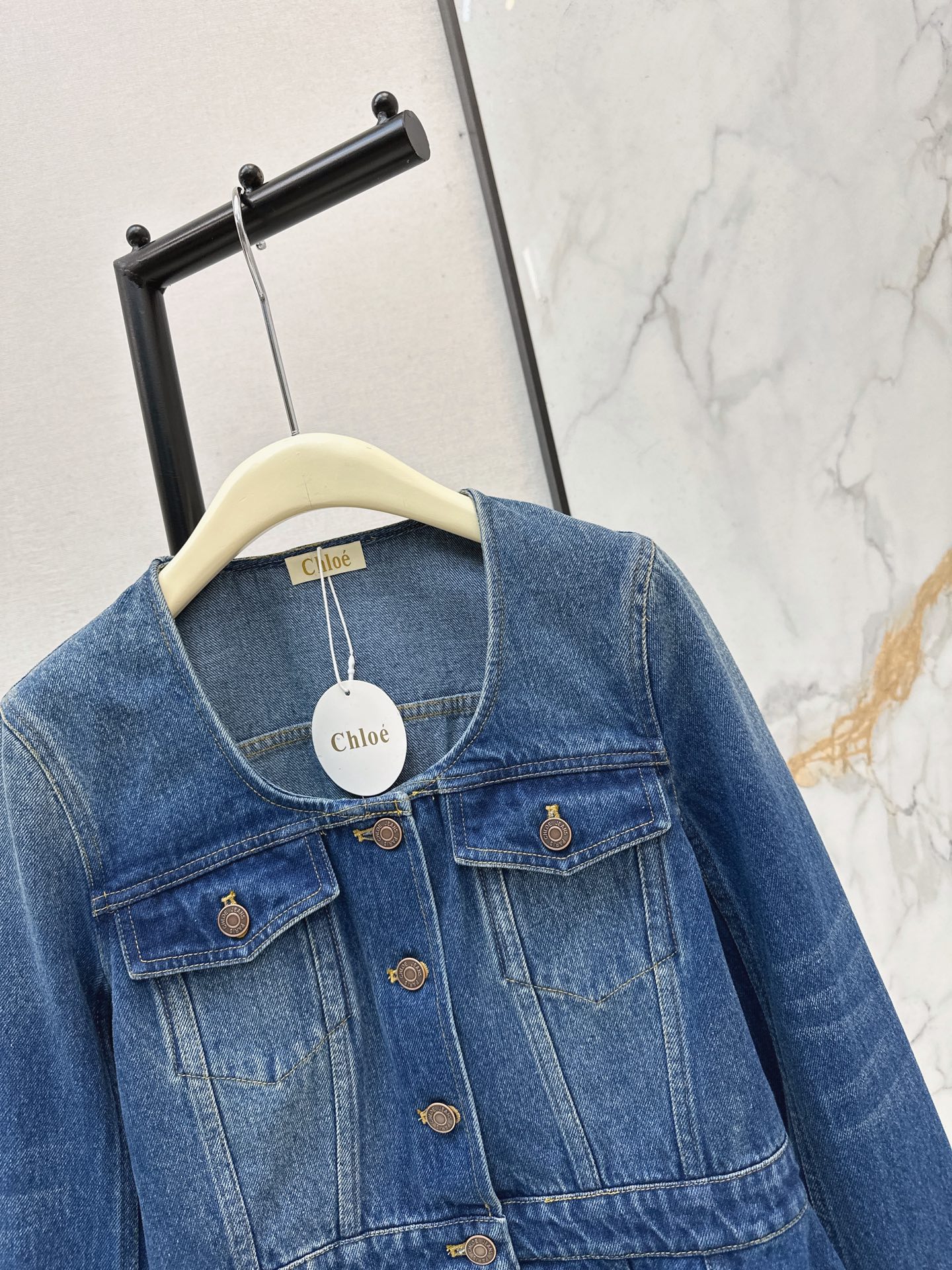 Chol 26fw ruffle denim jacket