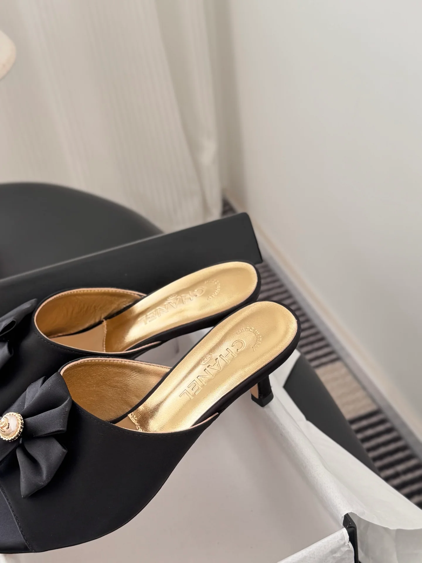Chan 26ss kitten heel slides