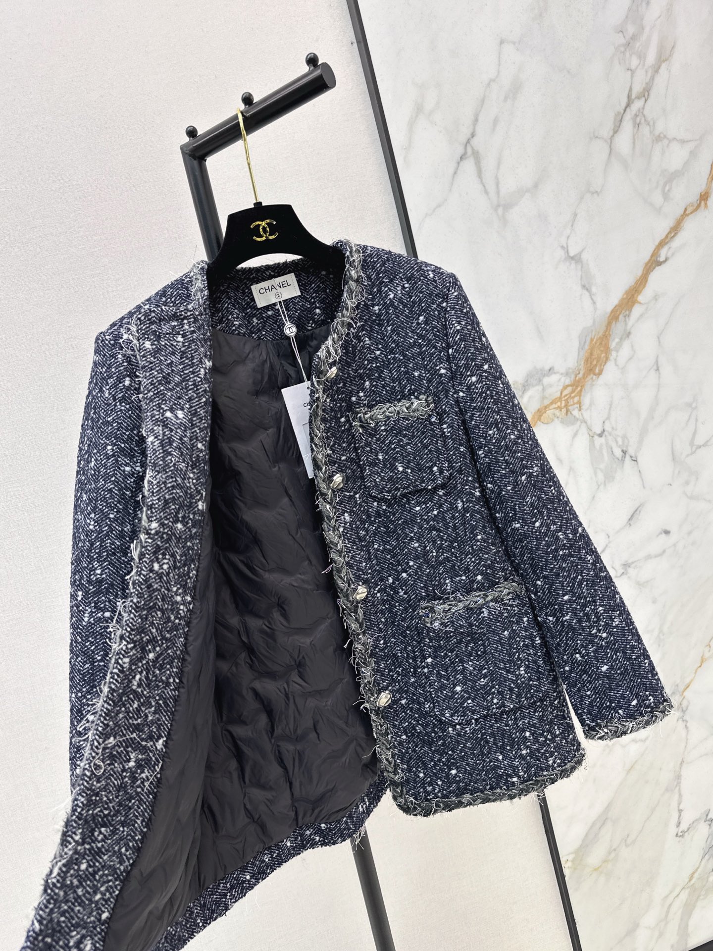 Chan 26fw goose down filled tweed woven jacket
