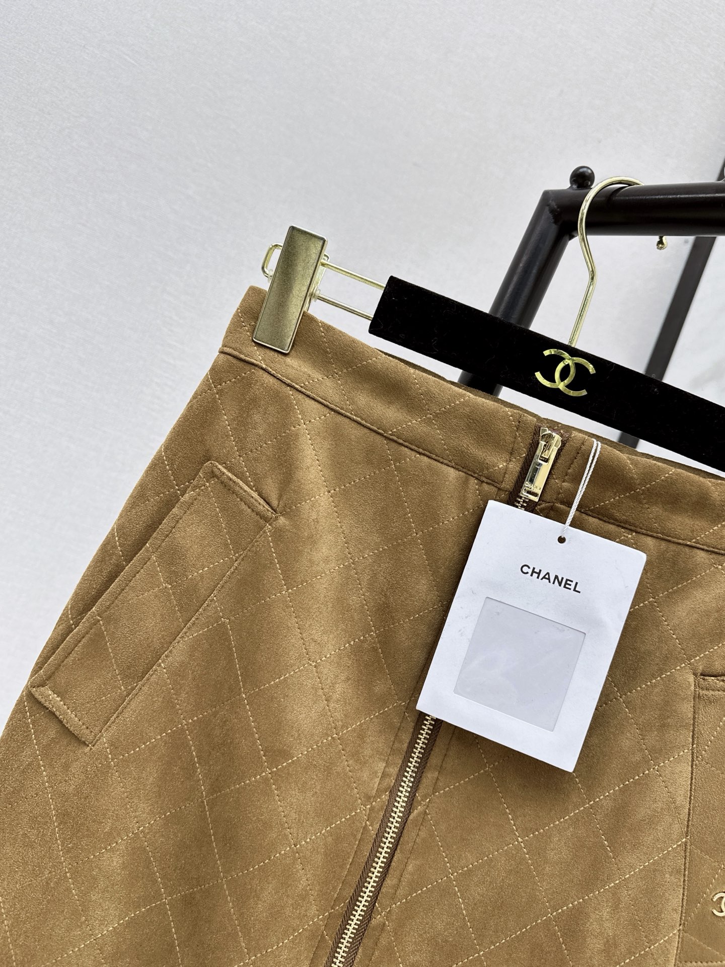 Chan 26fw suede fleece A-line zipper skirt