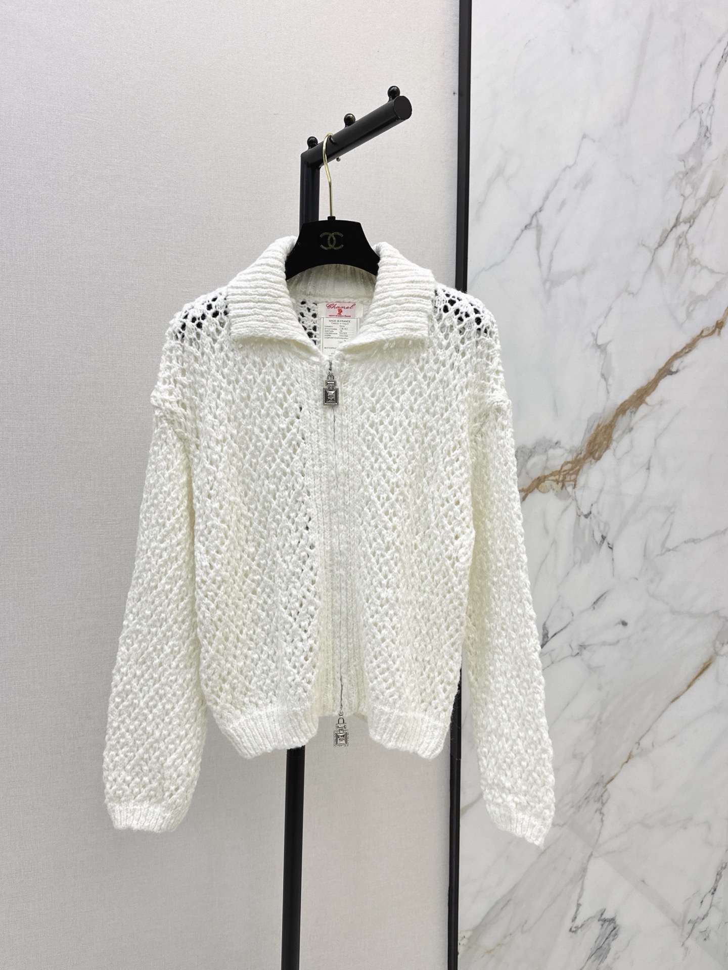 Chan 26fw hollow knit zipper cardigan